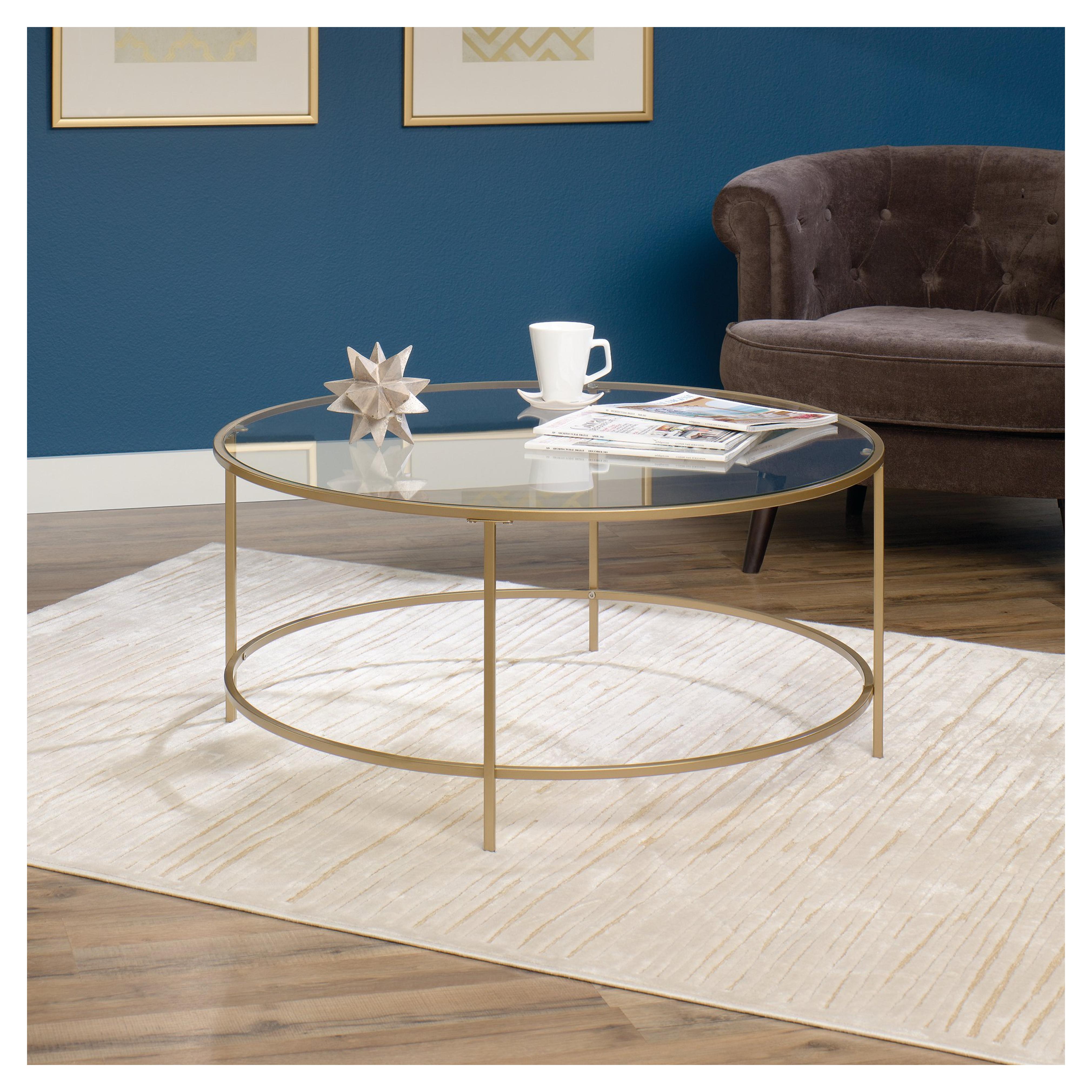 Sauder 417830 Int Lux Coffee Table Round, Glass / Gold Finish