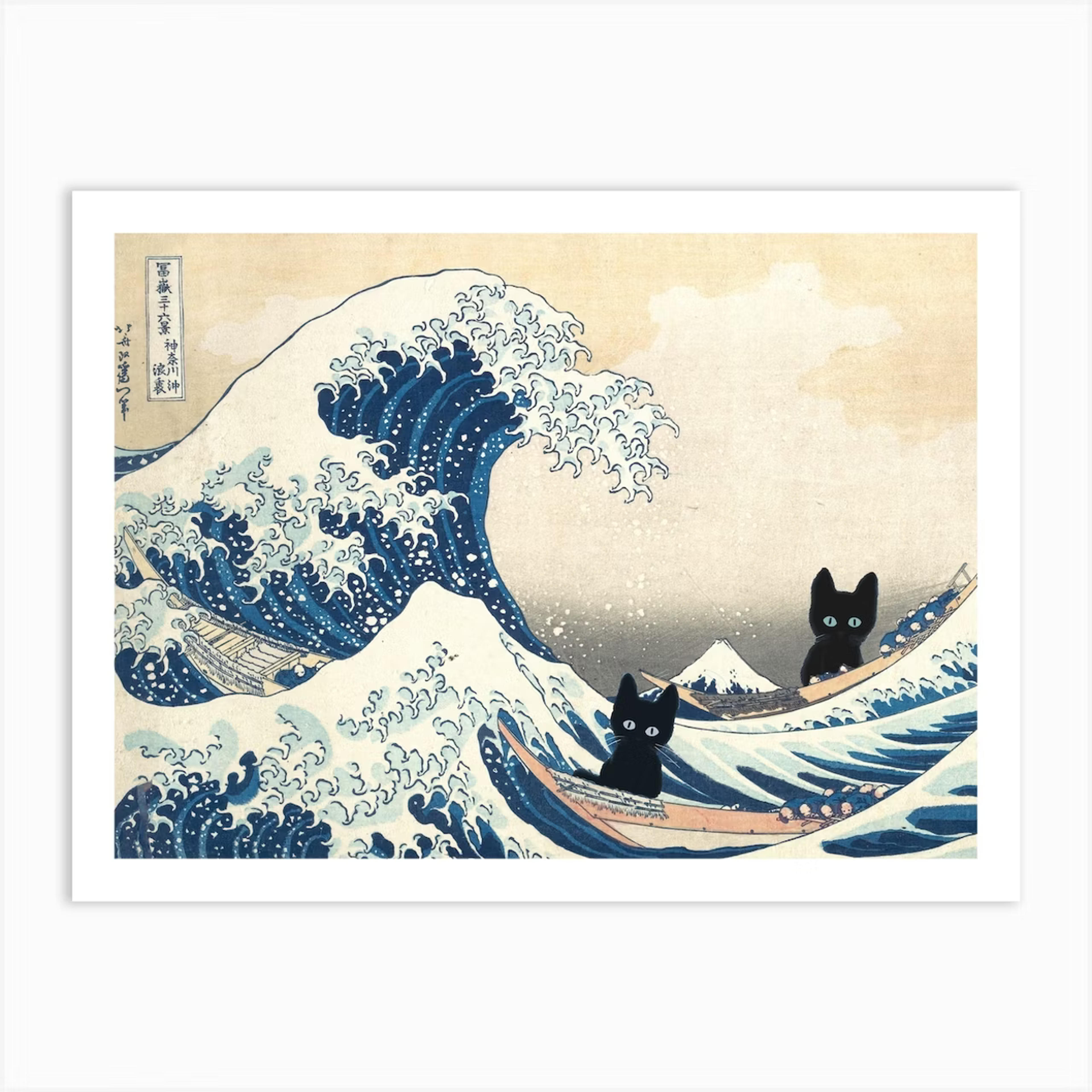 The Great Wave Off Kanagawa Inspired Art Print Cat Art Print by Mambo <p> ✅ Fy! VERIFIED ARTIST </p> - Fy