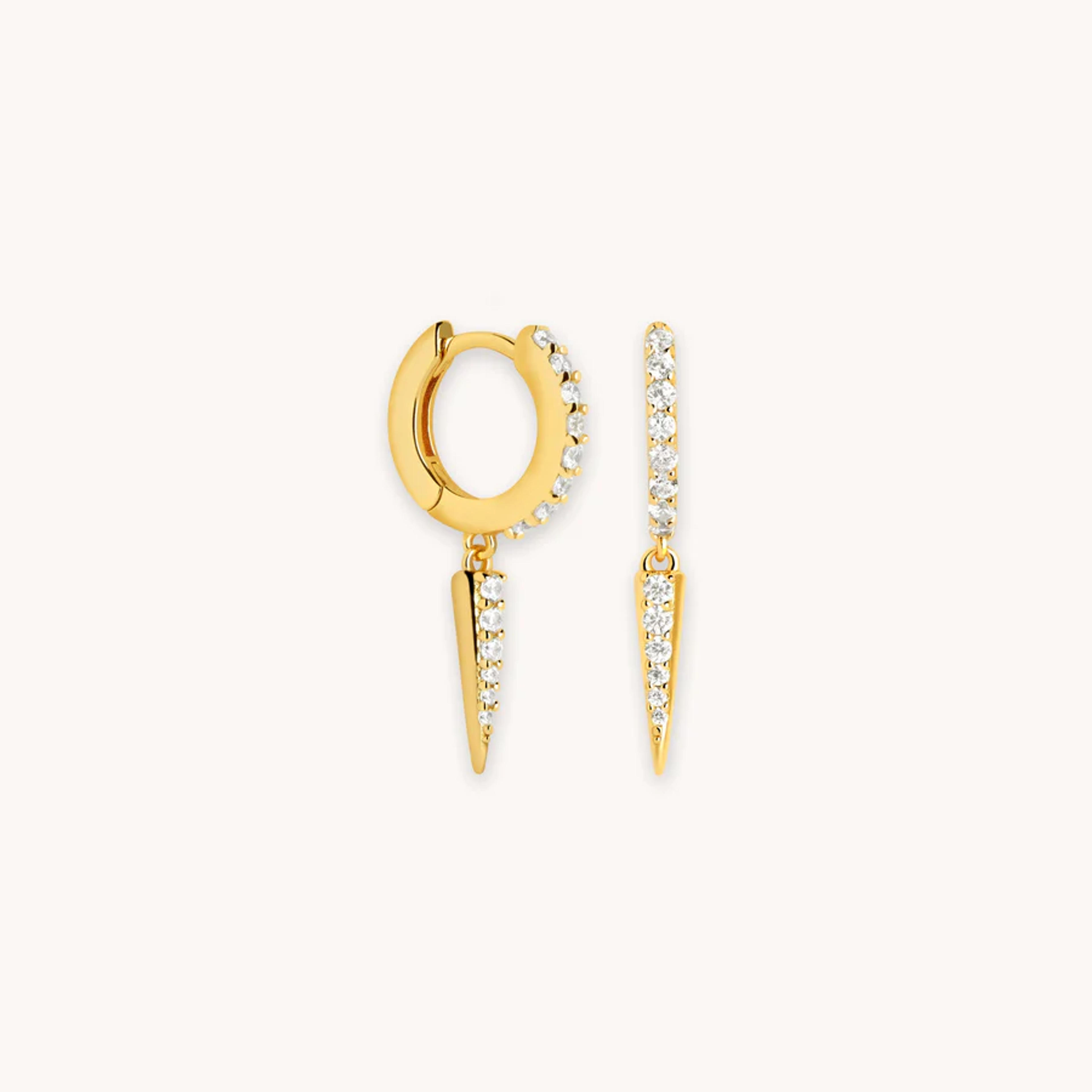 Crystal Spike Gold Huggies | Astrid & Miyu Earrings