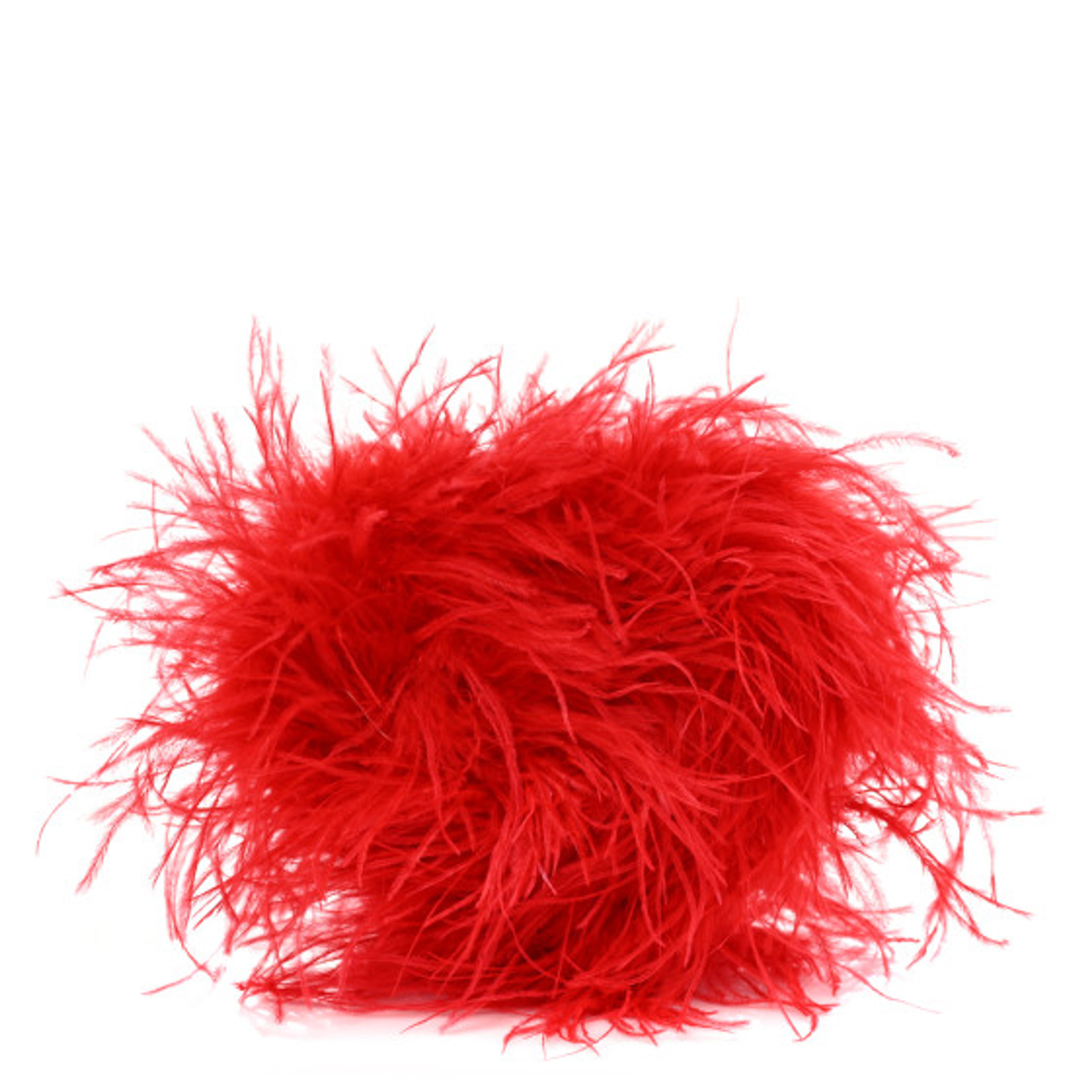 ALEXANDER WANG Ostrich Feather Heart Pillow Clutch Bright Red 1189044 | FASHIONPHILE