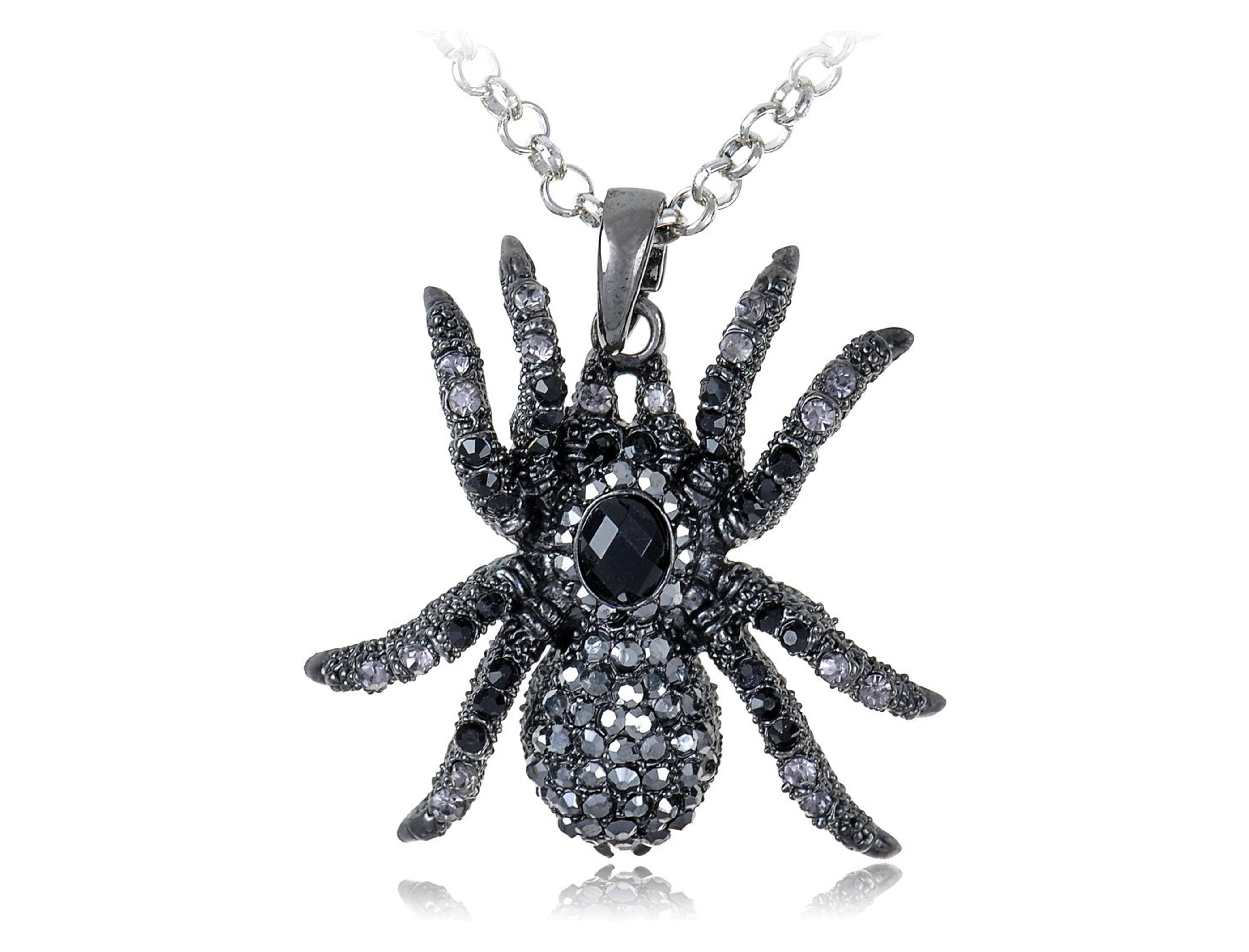 Amazon.com: Alilang Hematite Czech Crystal Rhinestone Spider Pendant Necklace Black Clear Purple Gunmetal : Clothing, Shoes & Jewelry