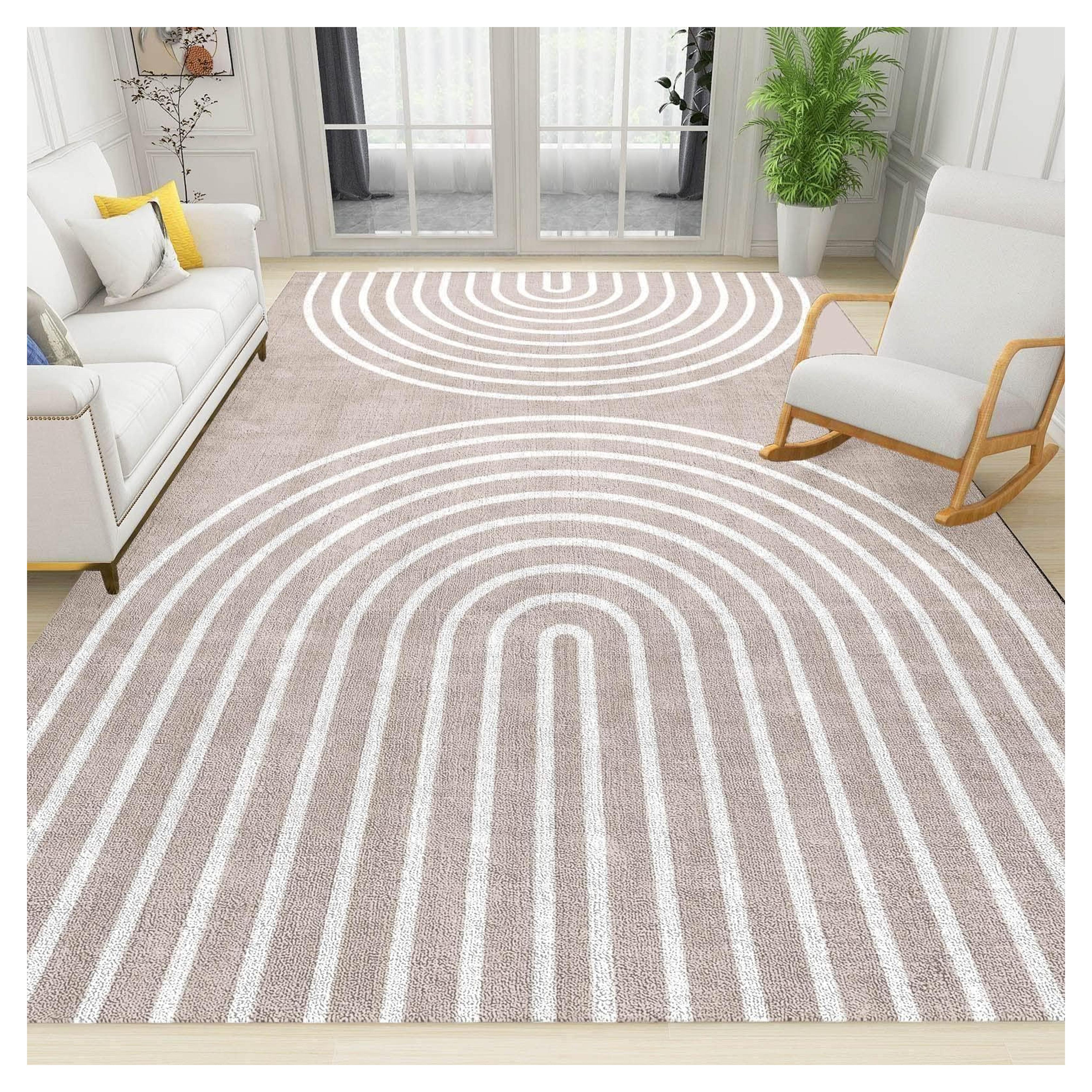 Amazon.com: AONIGE Modern Creamy Pink Minimalist Art Kids Rugs, Medieval Abstract White Curved Lines Indoor Rug, Durable Soft Cozy Non-Shedding Nursery Rug for Boys Girls Nursery Bedroom Bedside 6ftx9ft : Home & Kitchen