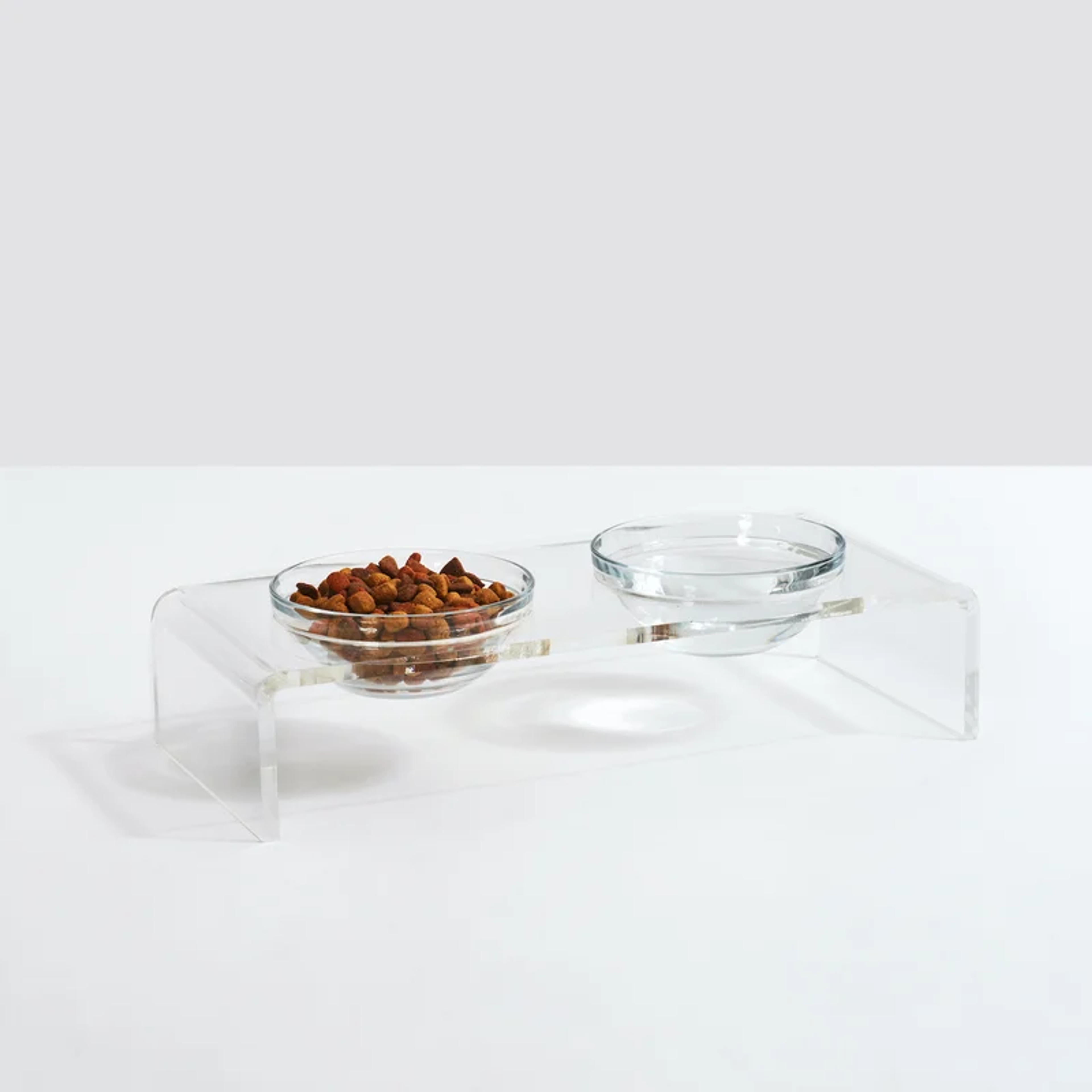 Glass Bowl Clear Elevated Feeder
