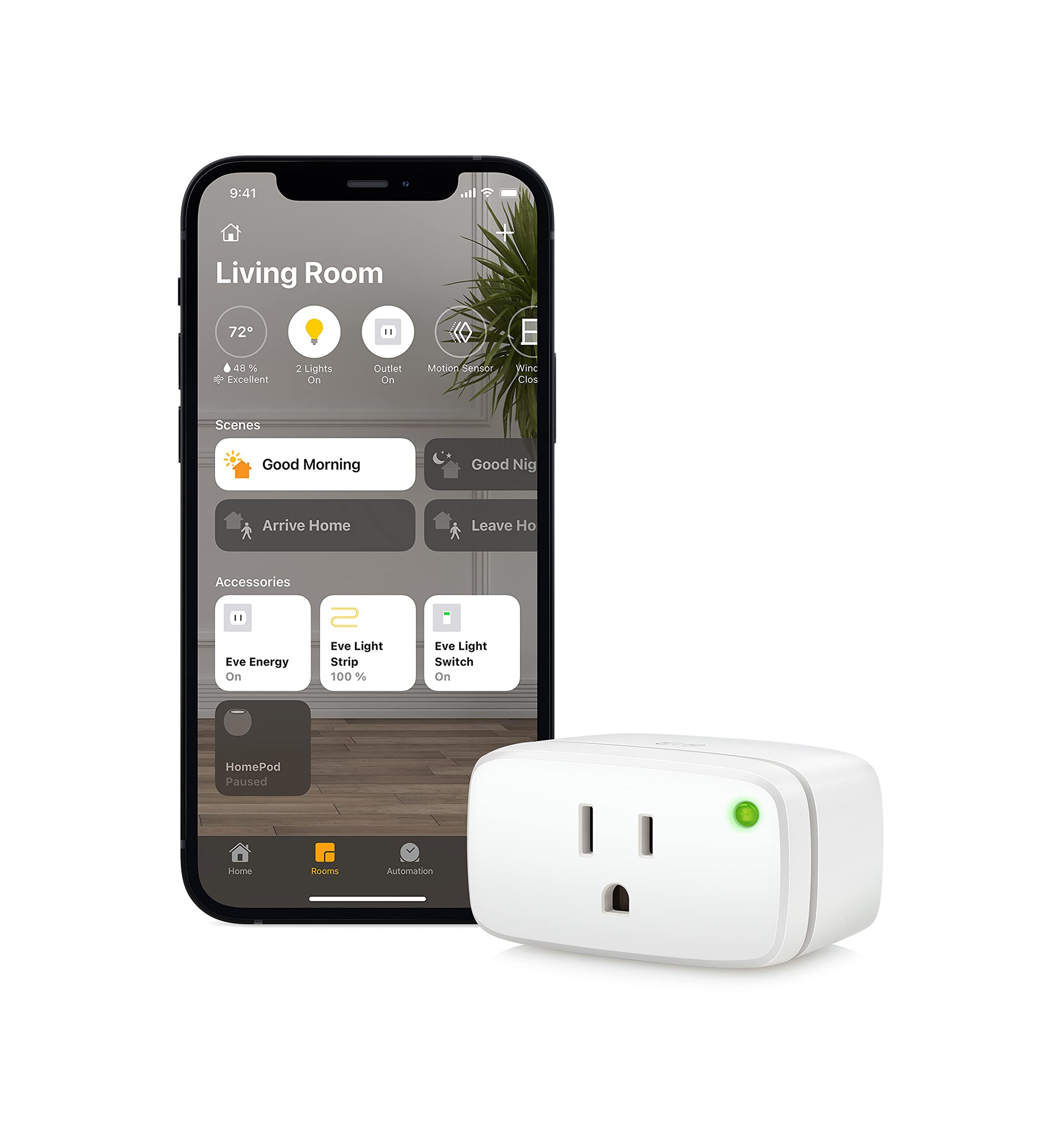 Eve Energy - Apple HomeKit Smart Home, Smart Plug & Power Meter with Built-in Schedules & Switches, App Compatibility, Bluetooth and Thread