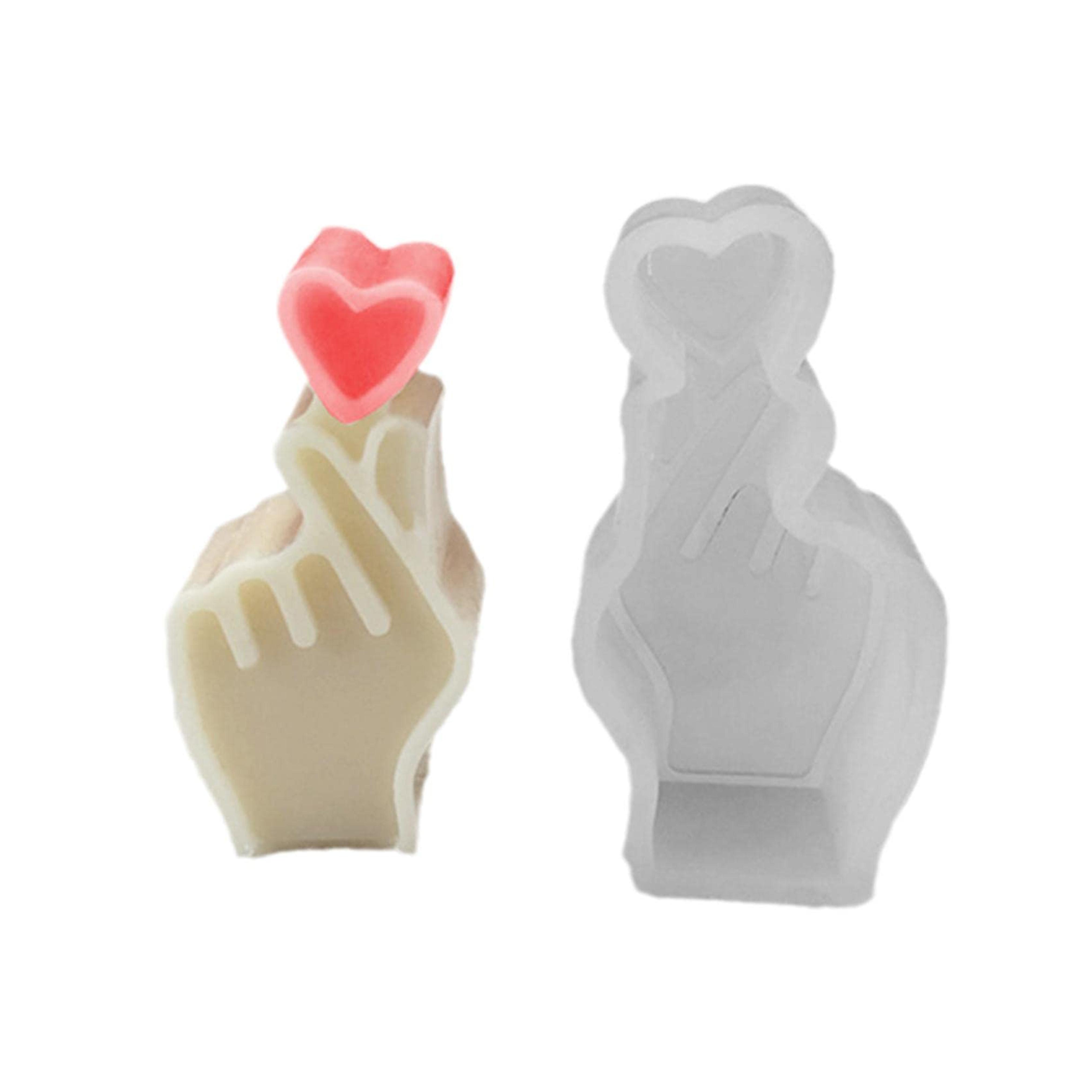 3D Candle Mould Mini Heart Gesture Silicone Mold Handmade Making Perfume Soap Wax Candle Mold Chocolate I8Z9 Silicone melt Halloween,Skeleton Silicone,3D Vessels,Pot Sphere 3D Molds lid,Candle