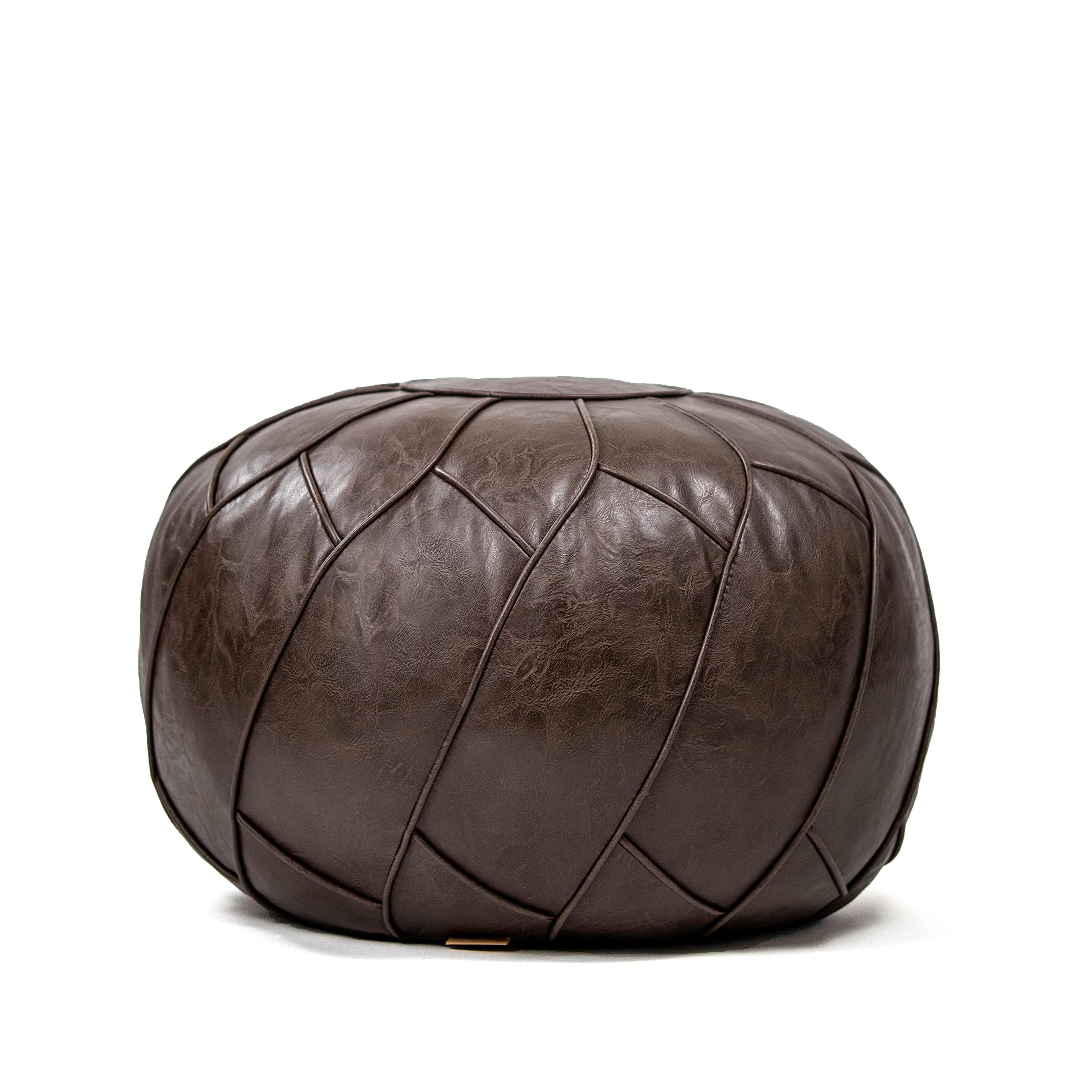 Amazon.com: Moderner Faux Leather Pouf Unstuffed Ottoman Moroccan Footstool, Floor Footrest Cushion, Storage Solution - Natural Brown Color (Chocolate Brown, 23x11) : Home & Kitchen