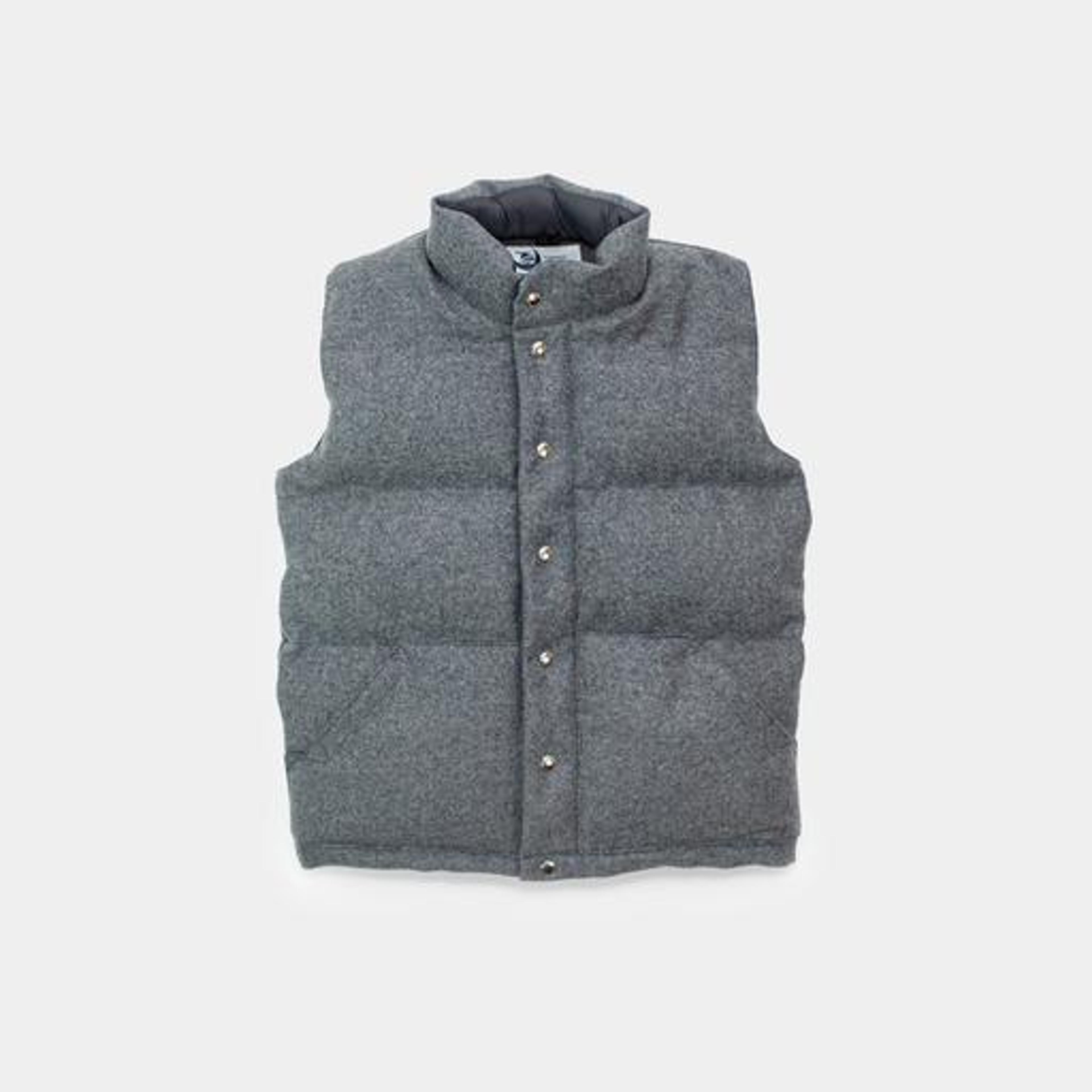 Down Italian Vest - Wool - Grey