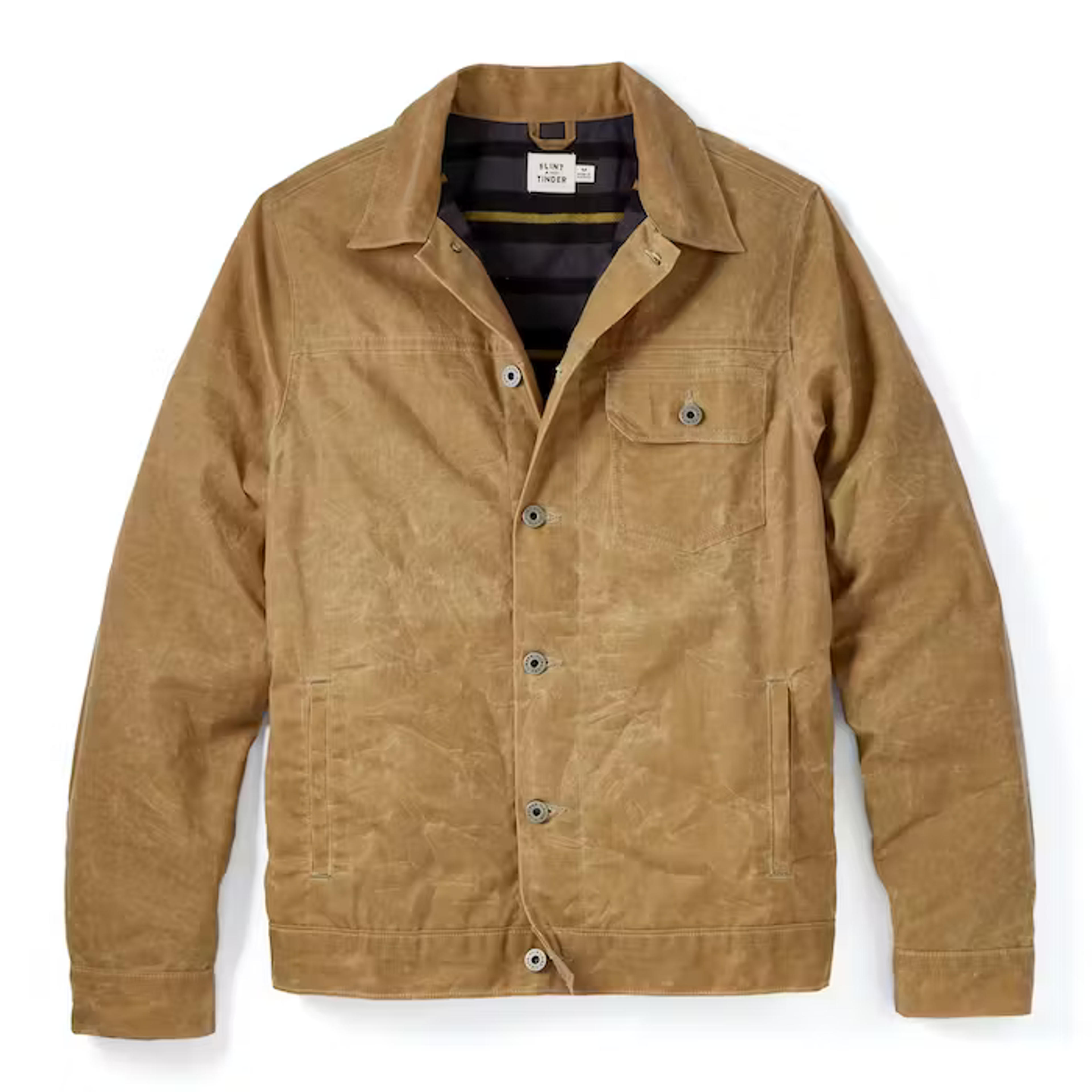 Flint and Tinder Flannel-Lined Waxed Trucker Jacket - Field Tan | Waxed Jackets | Huckberry