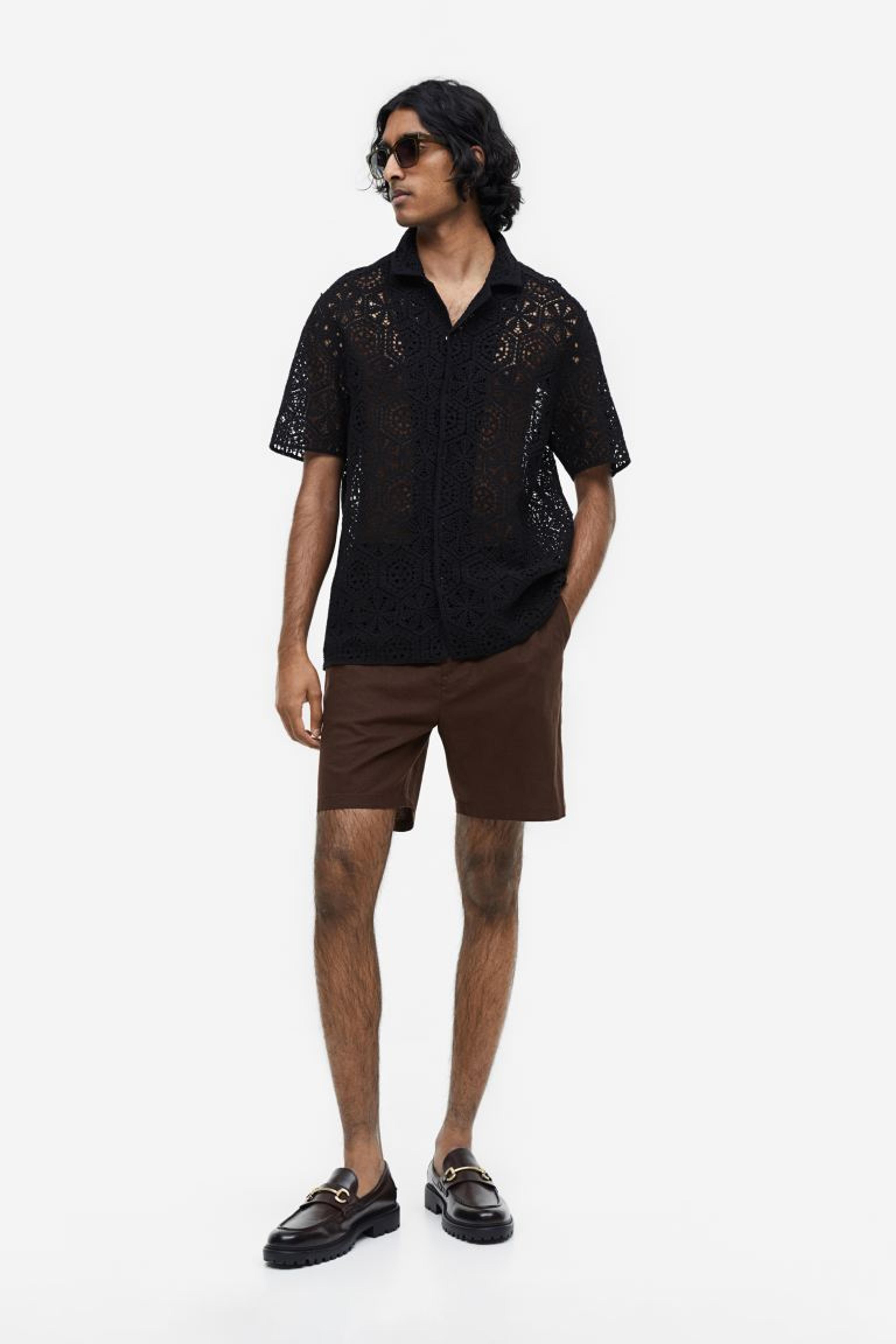 Regular Fit Linen-blend Shorts - Dark brown - Men | H&M US