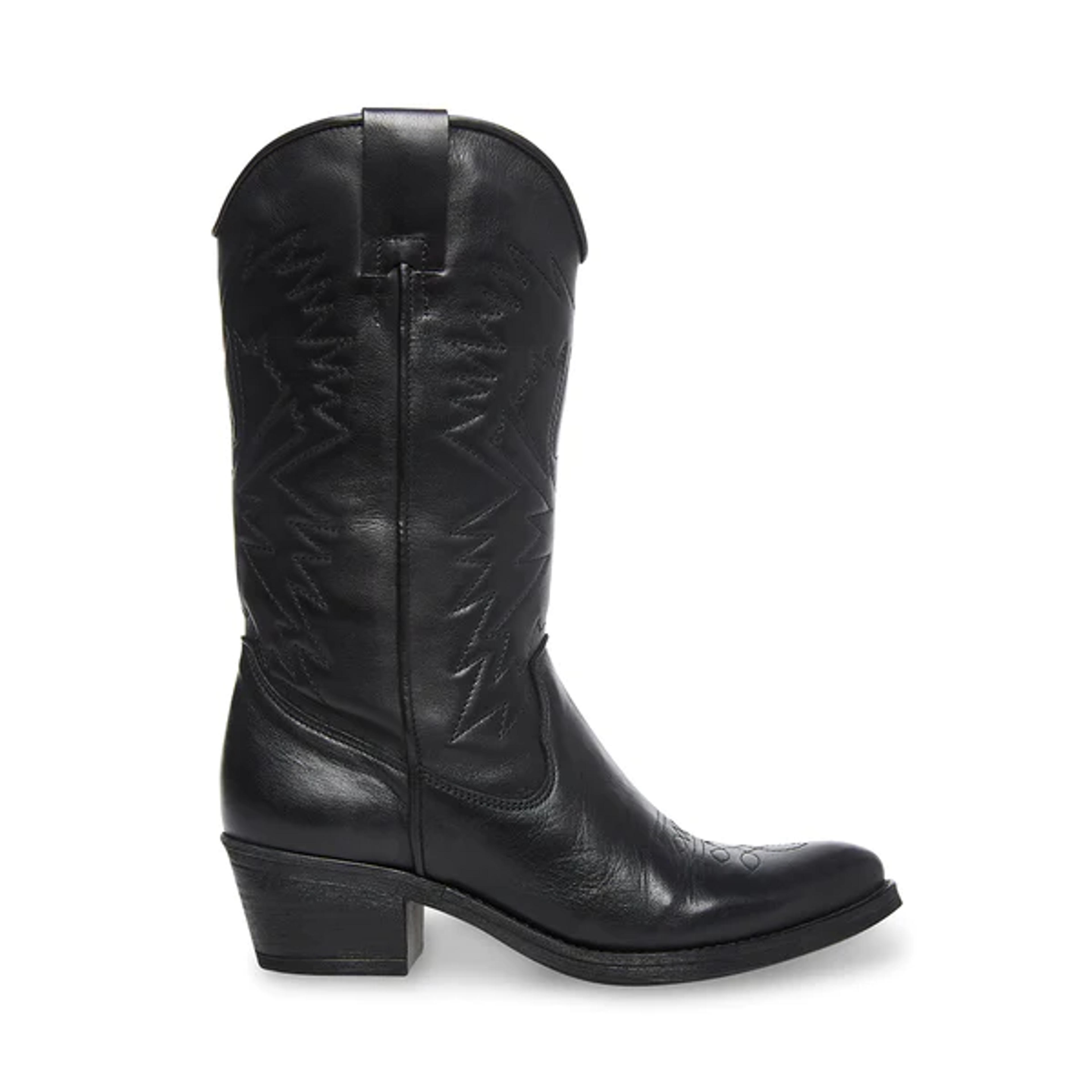 HAYWARD Black Leather Western Boots | Women's Leather Cowboy Boots – Steve Madden