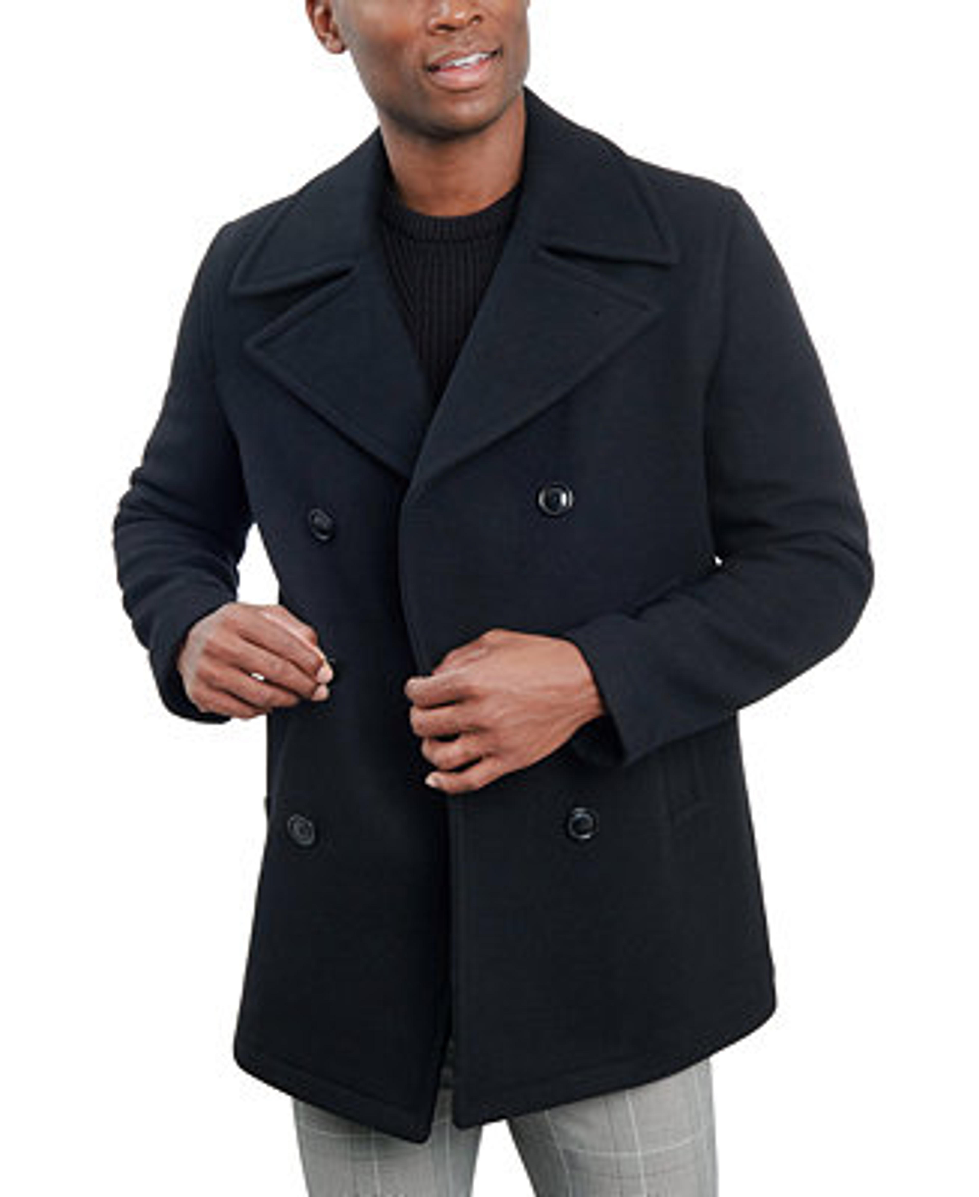 London Fog Men's Double-Breasted Wool Blend Peacoat