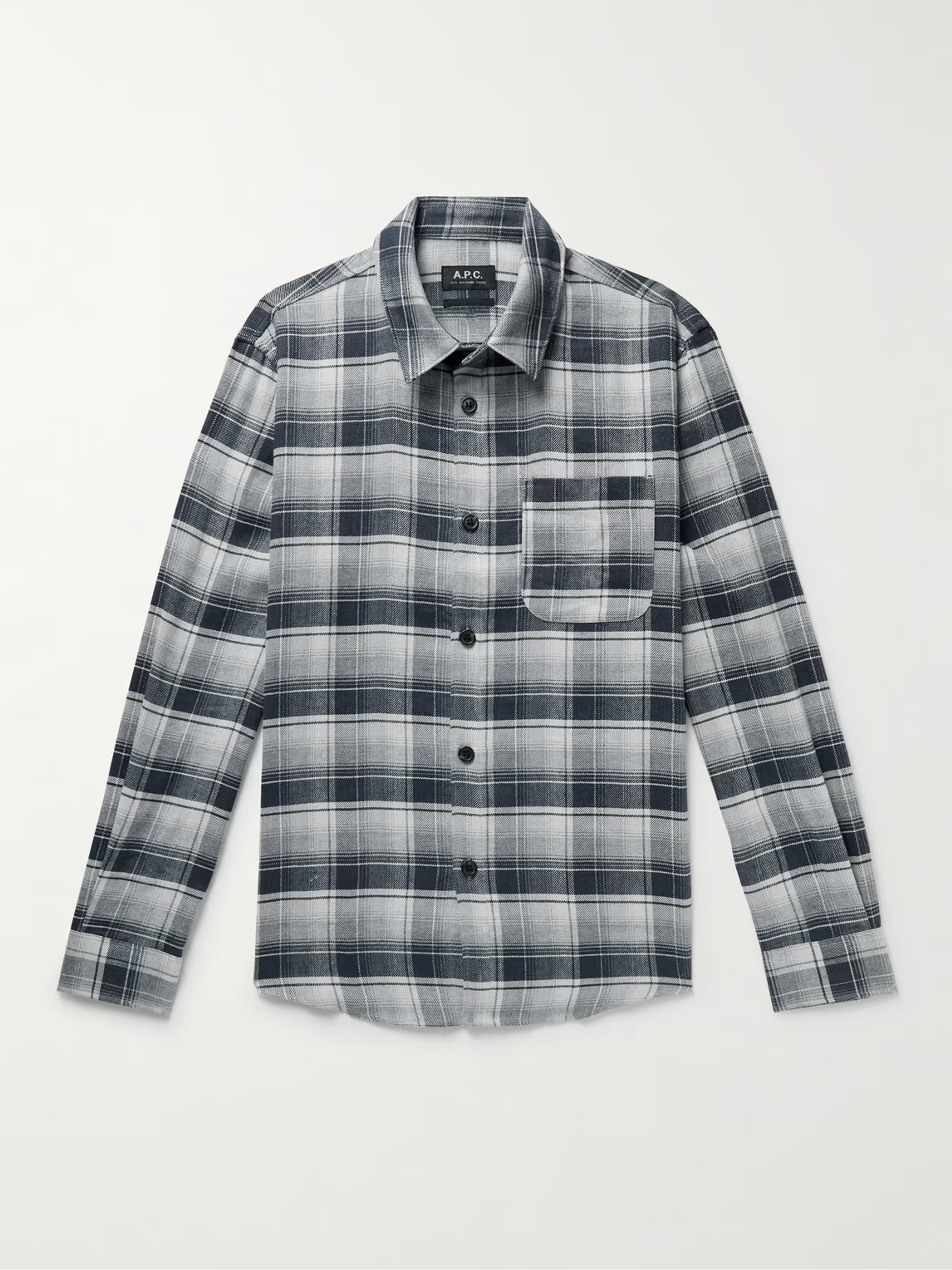 A.P.C. - Surchemise Trek Checked Cotton and Linen-Blend Flannel Shirt