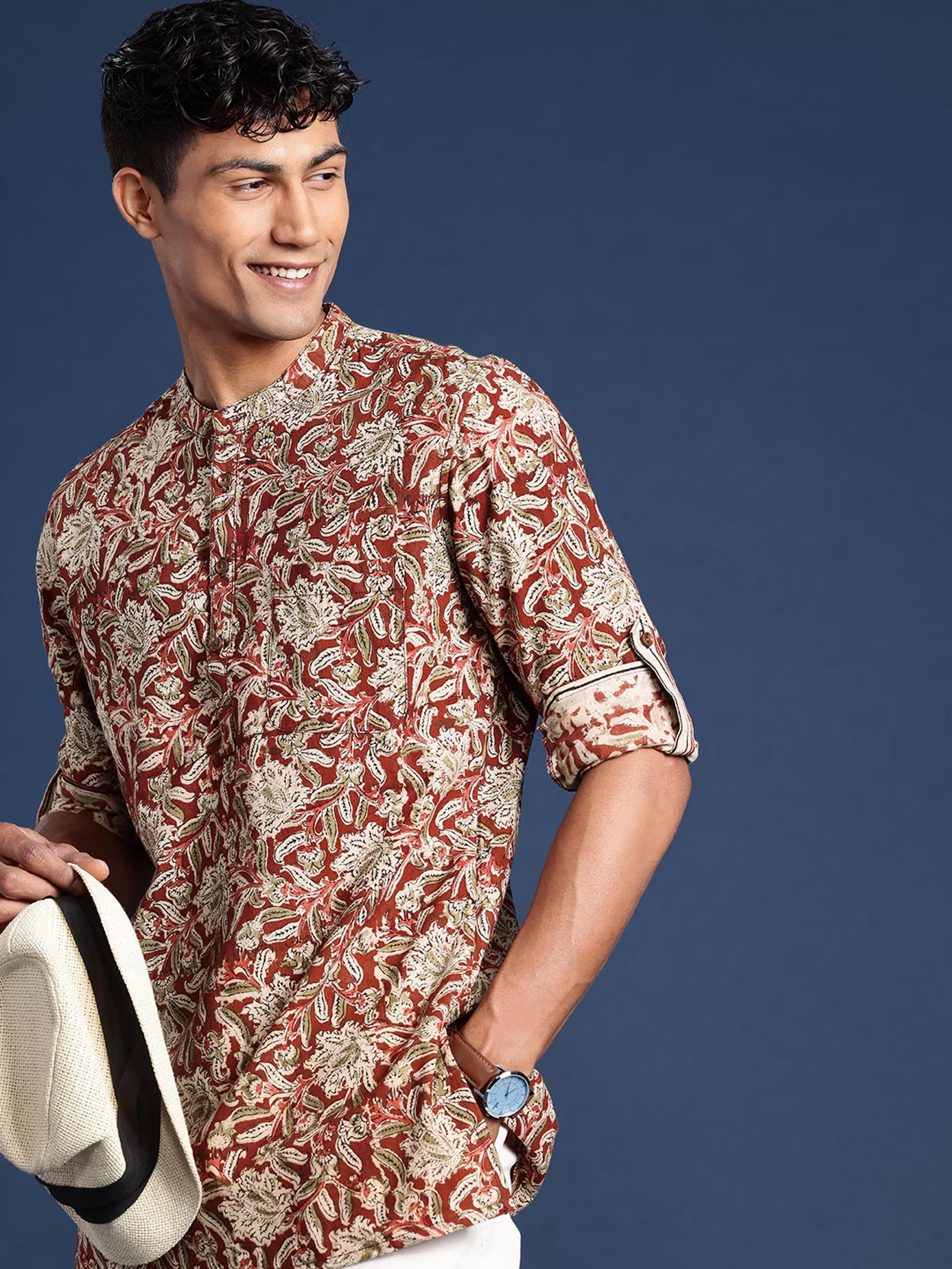 Buy Taavi Kalamkari Hand Block Print Straight Kurta - Kurtas for Men 21823294 | Myntra