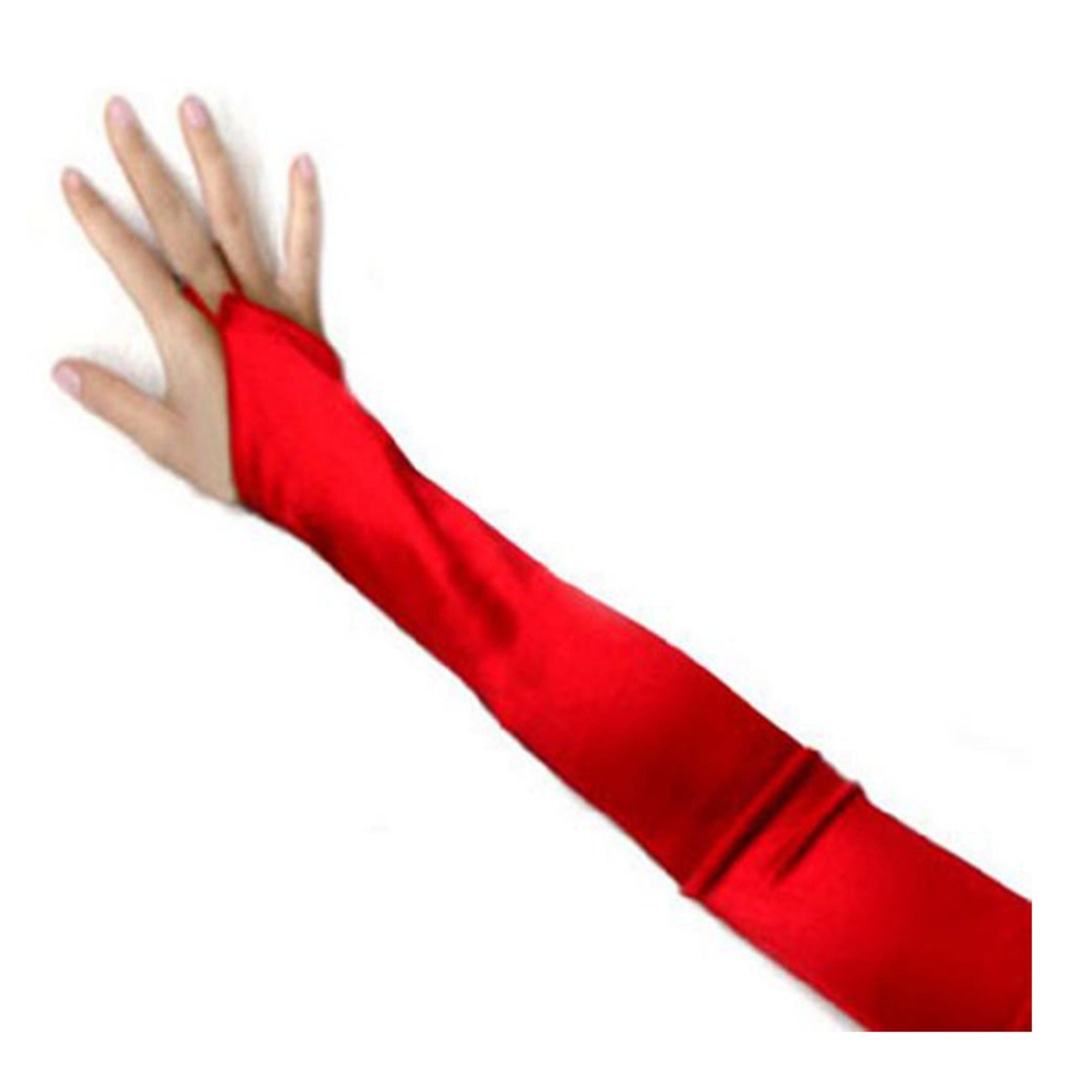 Amazon.com: SACAS Long Fingerless Satin Gloves in Red One Size : Clothing, Shoes & Jewelry