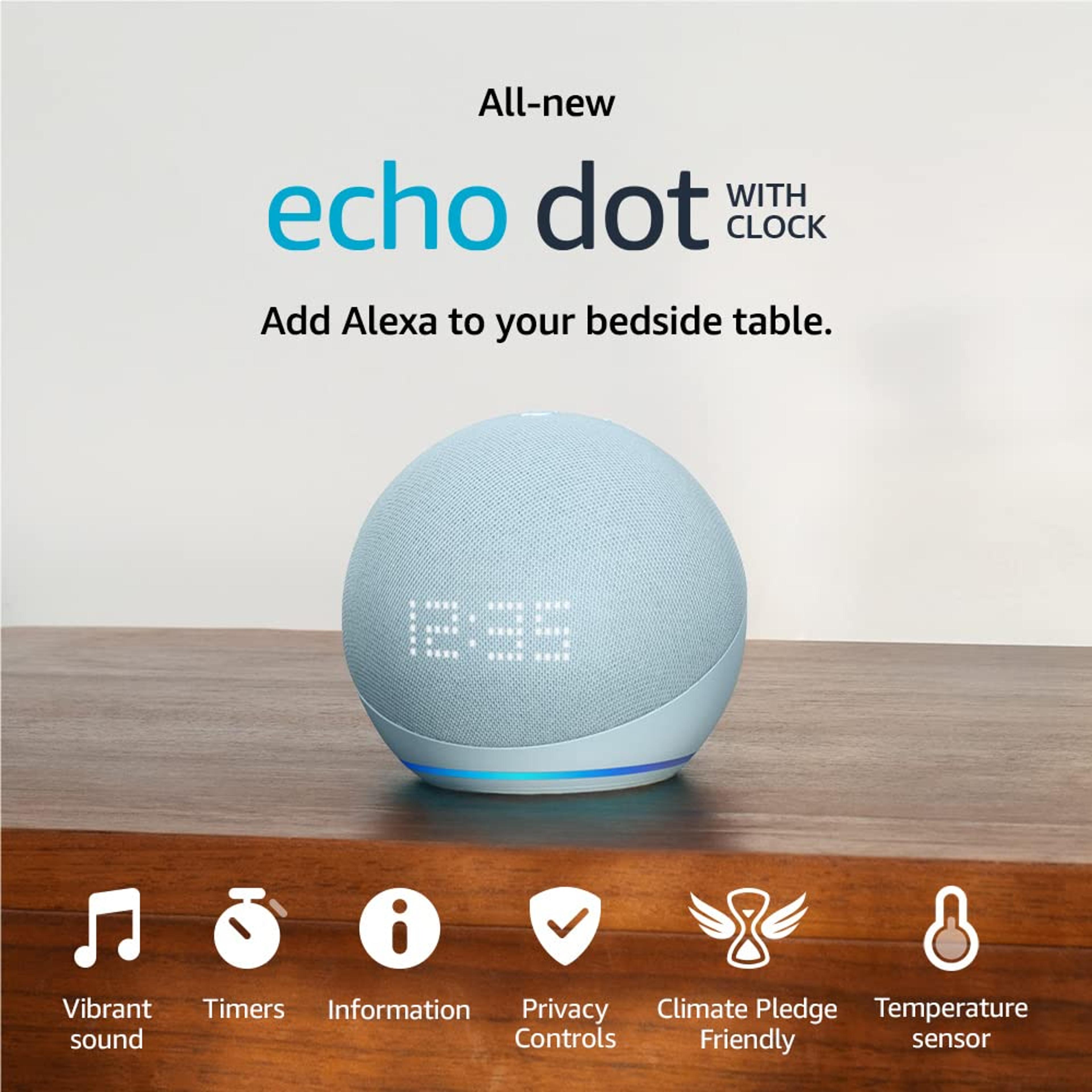 All-new Echo Dot (5th generation, 2022 release) smart speaker with clock and Alexa | Cloud Blue