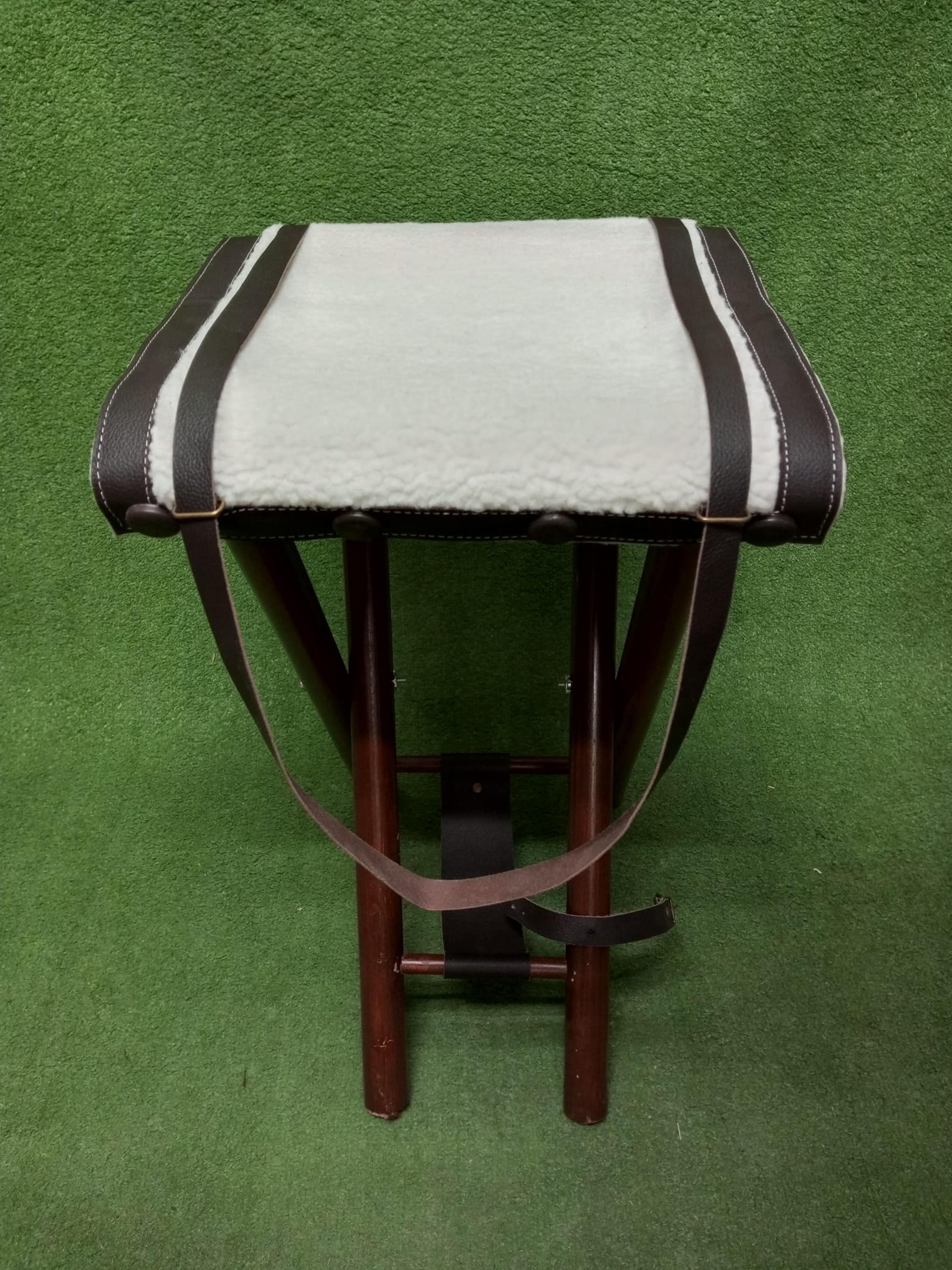 Foldable Camping Stool with Wool Seat