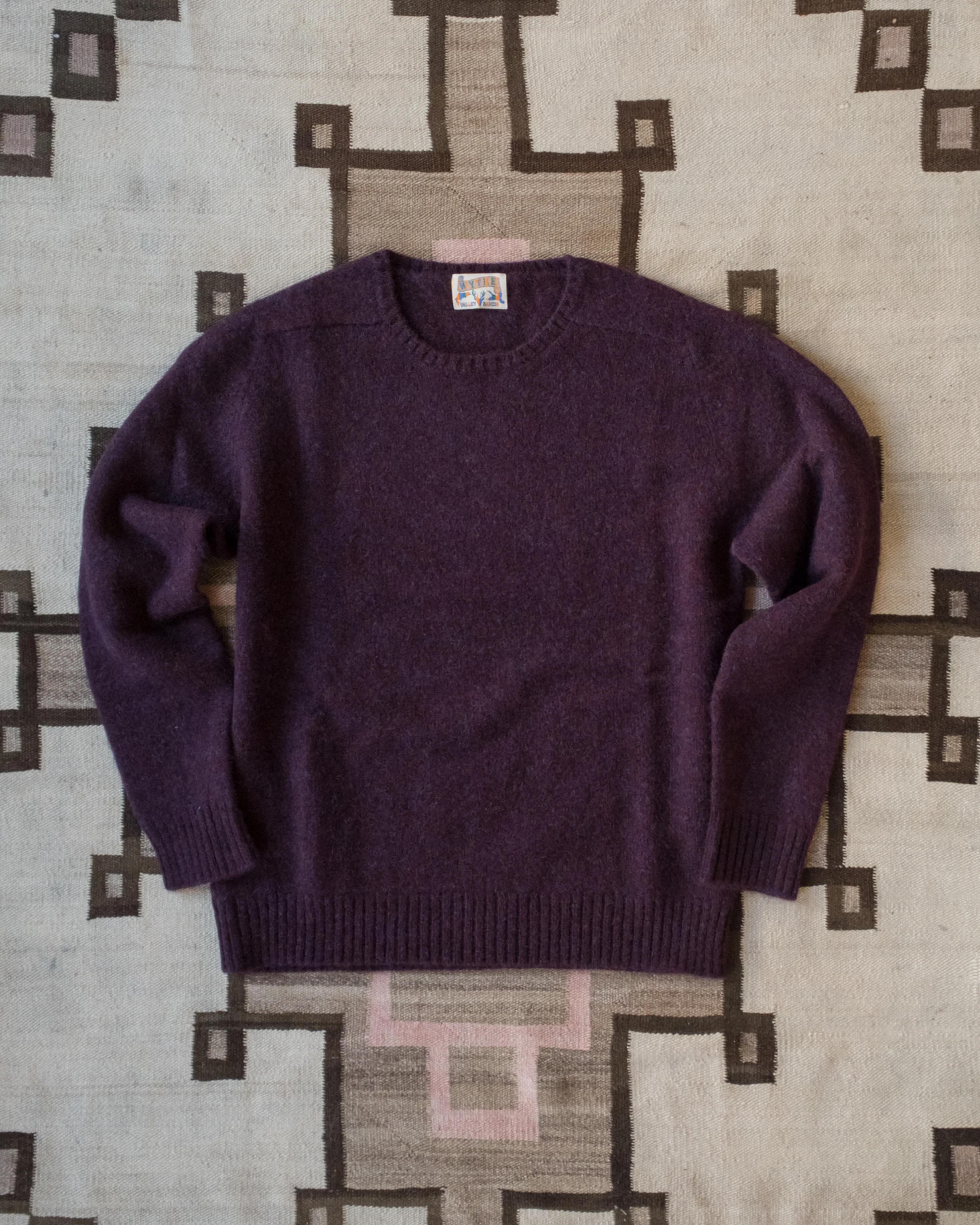 Boysenberry Washed Shetland Saddle Shoulder Sweater - M