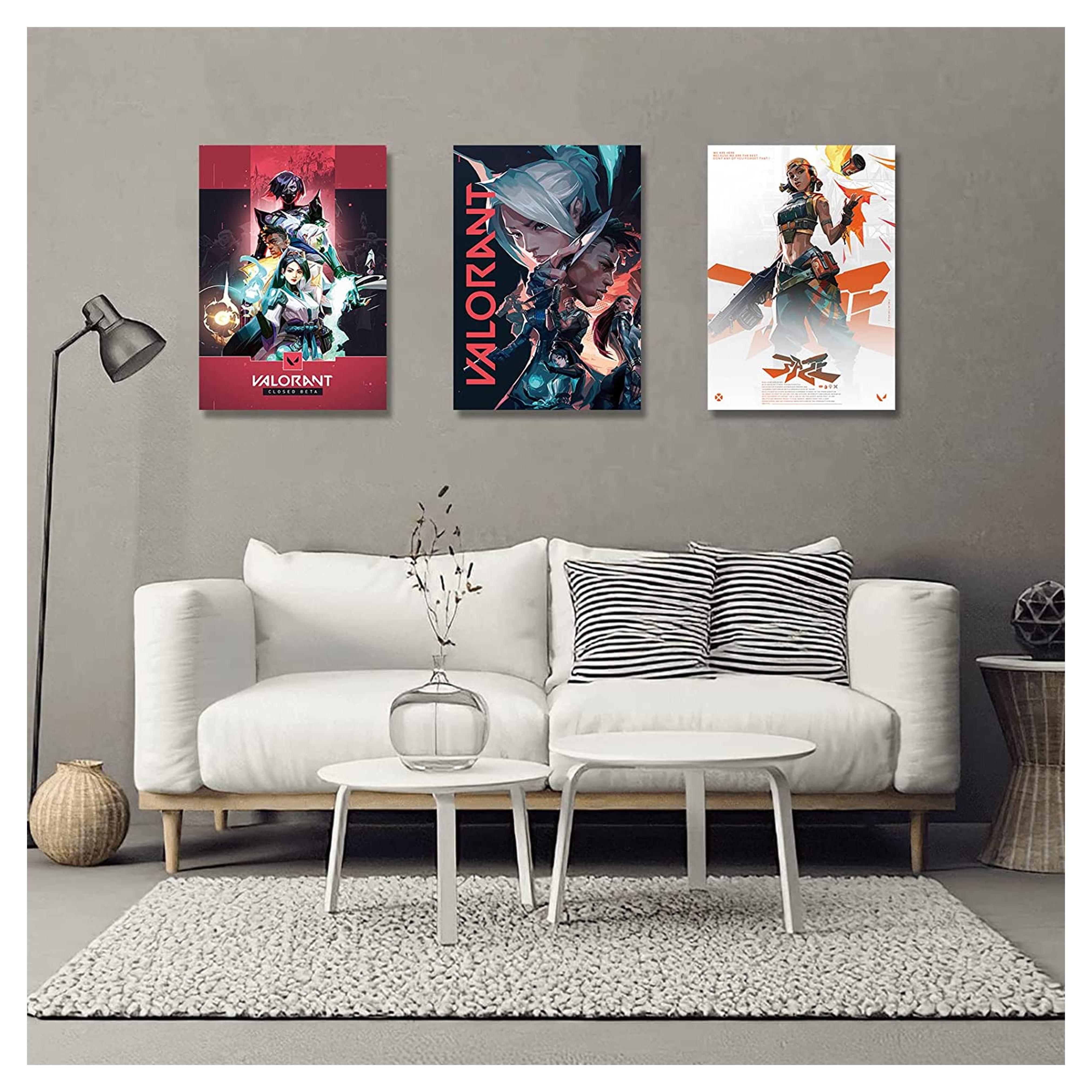 Valorant Poster Modern Wall Art Print Decor 3 Pcs Valorant Game Posters for Guys Boys Men Bedrooms Gaming Rooms Classrooms Dorm Decor - 10x14 inch Unframed