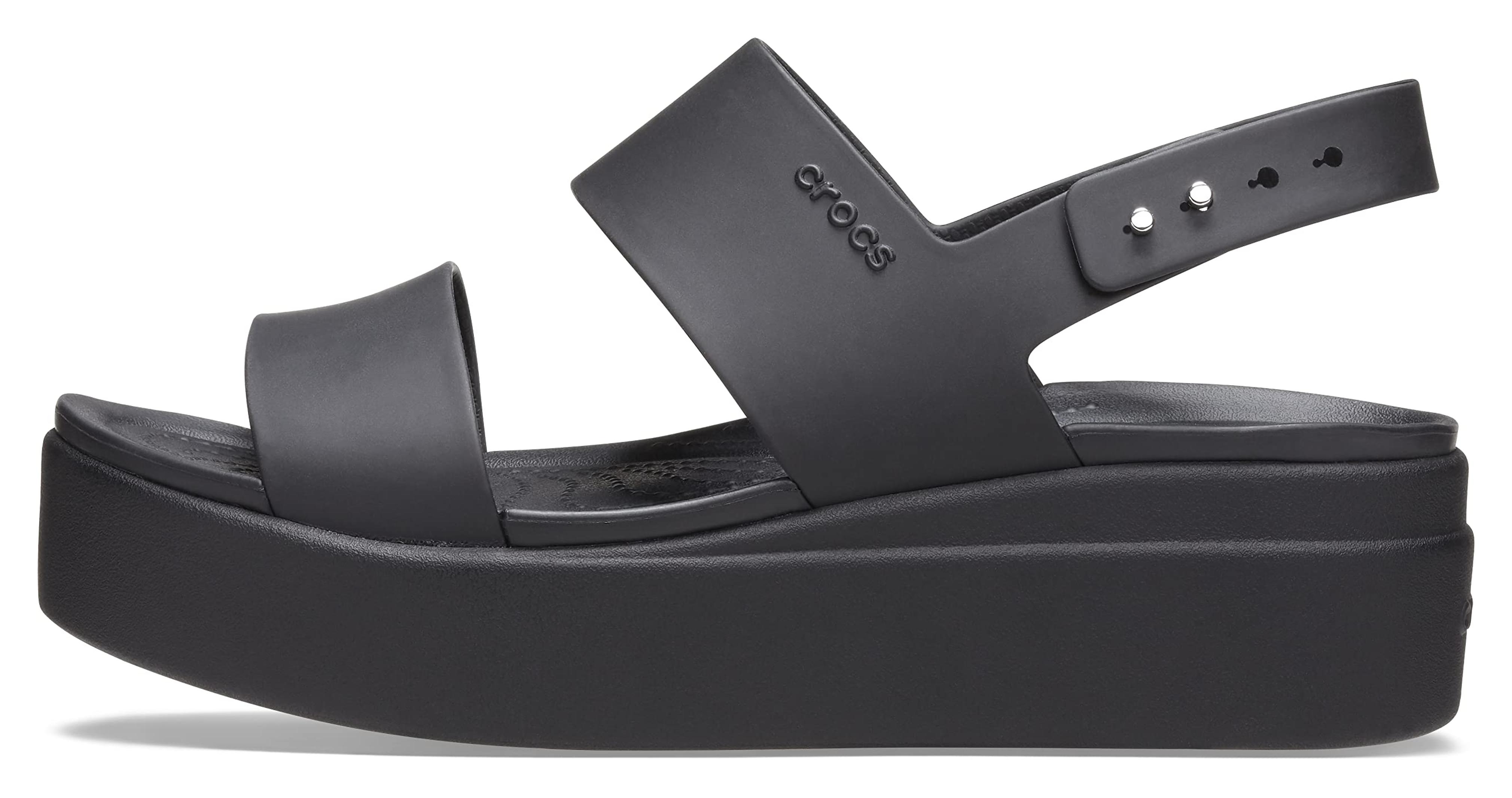 Amazon.com | Crocs Women's Brooklyn Low Wedges Sandal, Black/Black, 7 | Platforms & Wedges