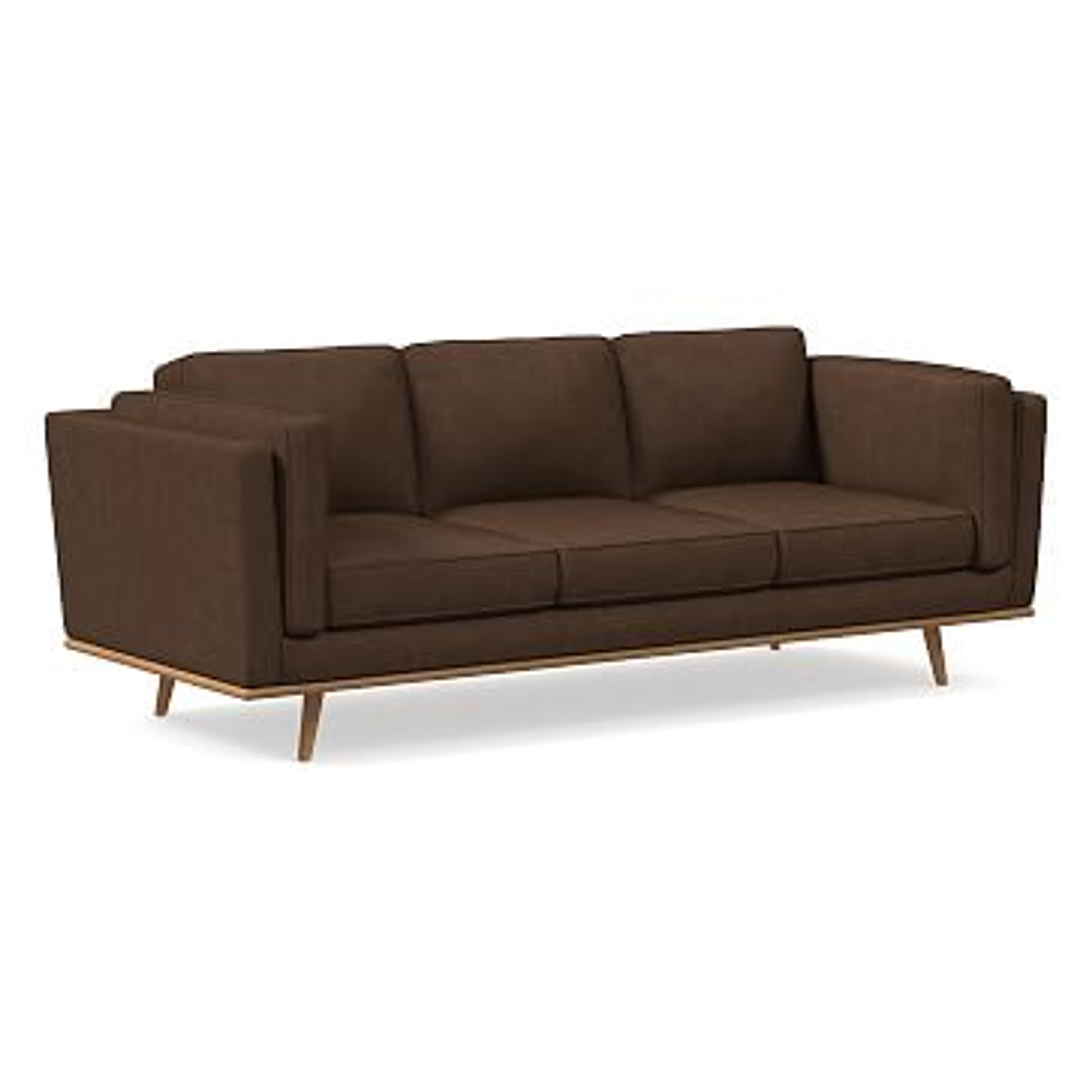 Zander 90" Sofa, Vegan Leather, Molasses, Almond | West Elm