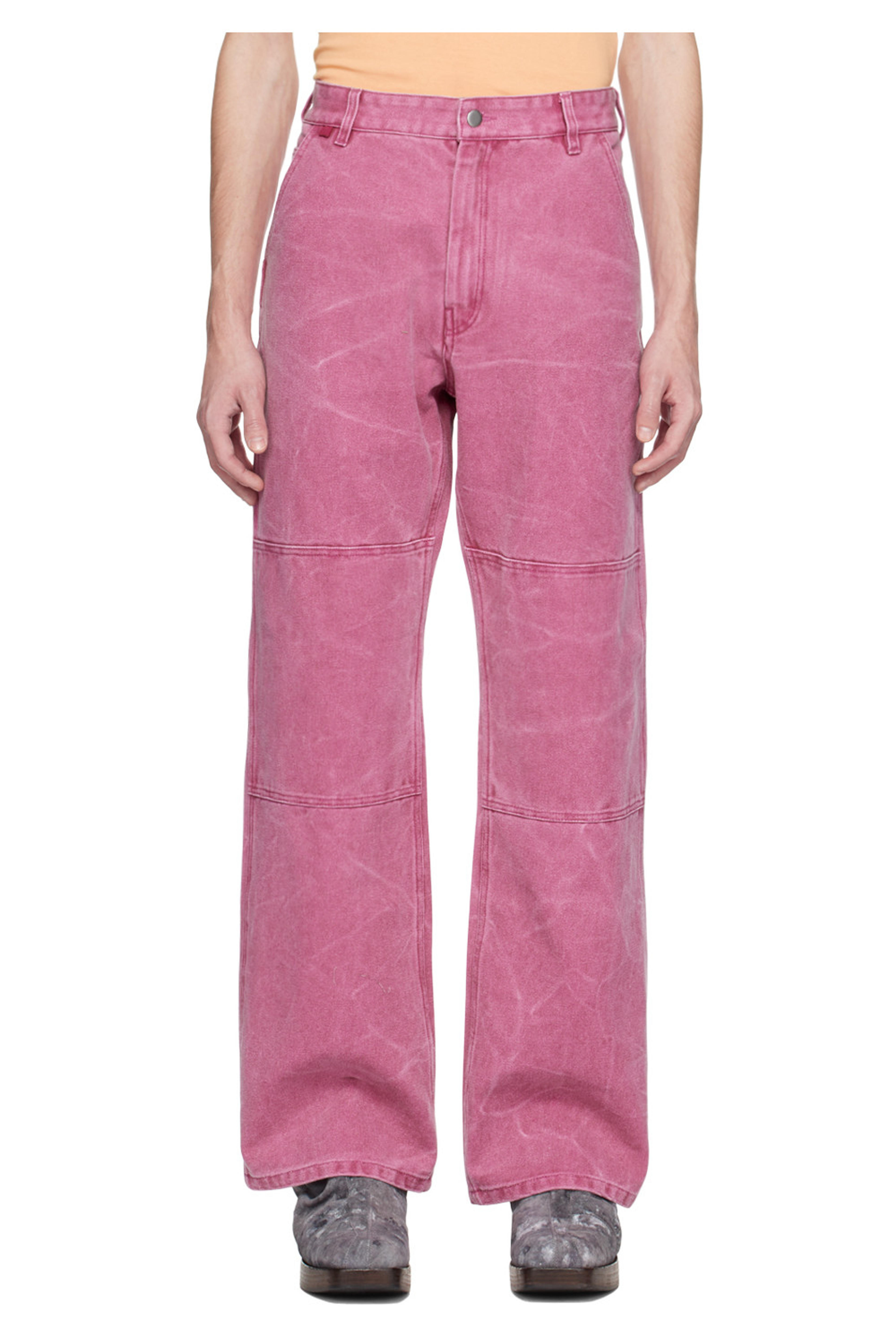 Acne Studios: Pink Pigment-Dyed Trousers | SSENSE