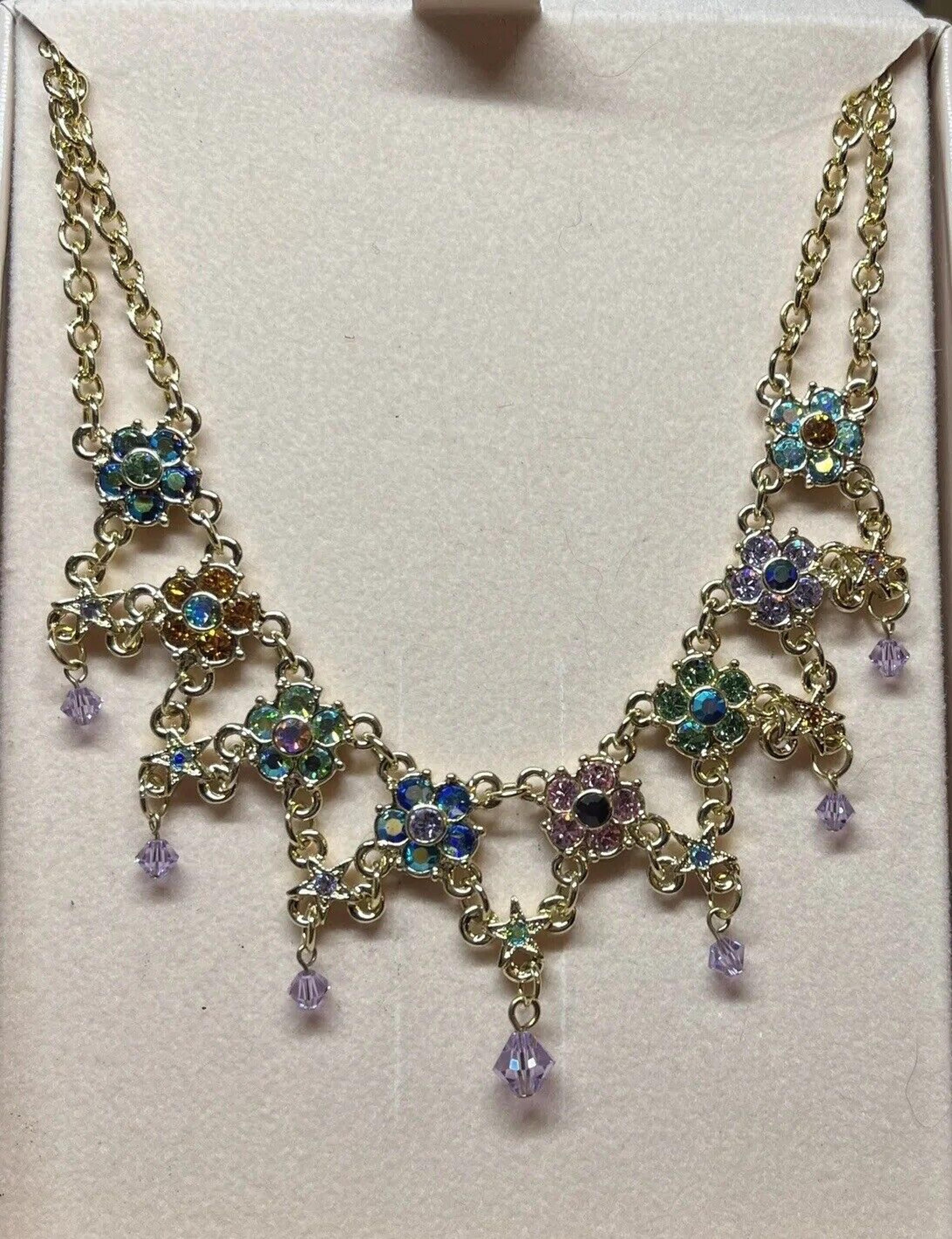 Kirks Folly Floral Donica Double Link Chain Necklace NIB | eBay