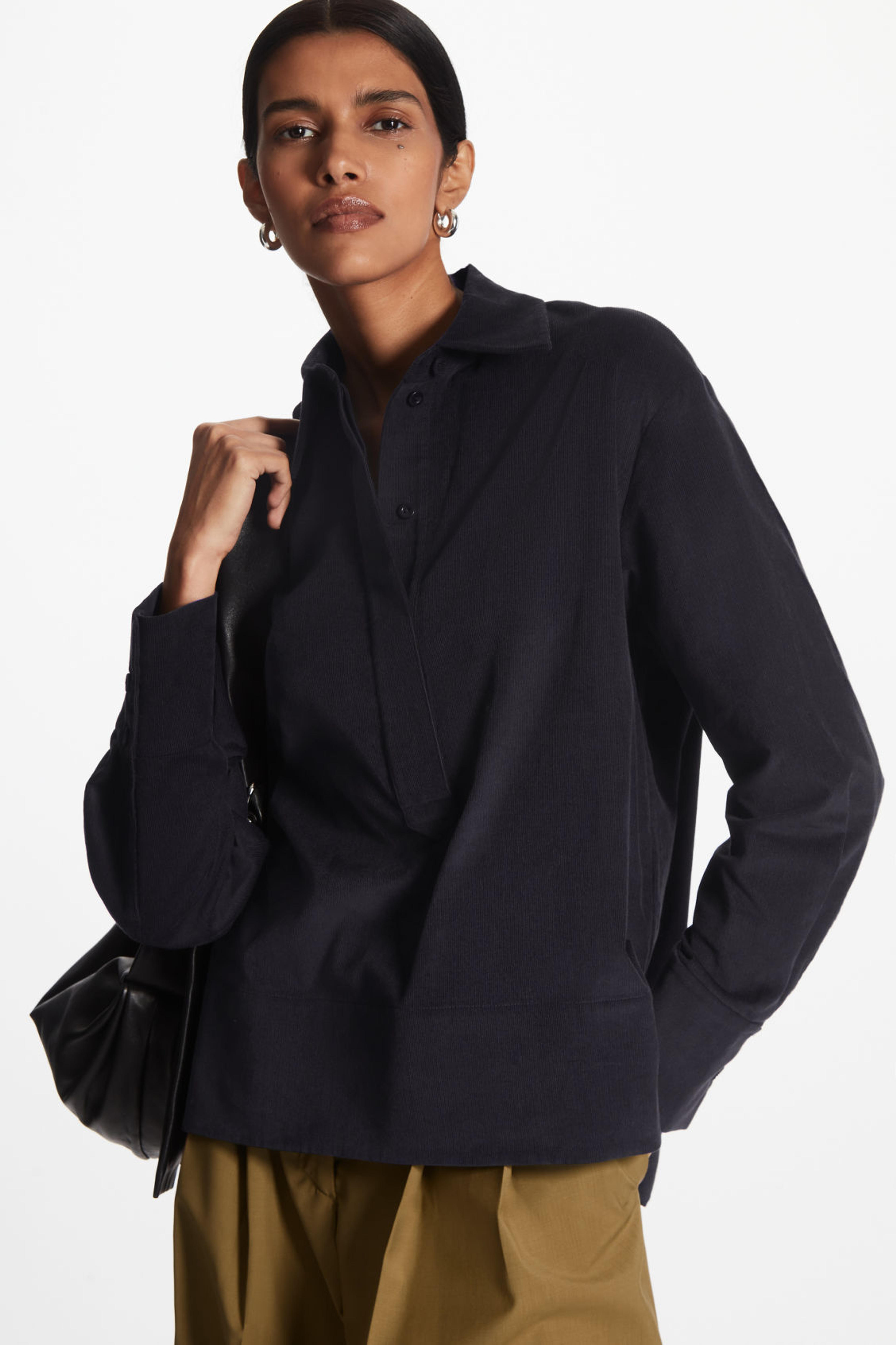 BOXY-FIT CORDUROY SHIRT - DARK BLUE - Shirts - COS