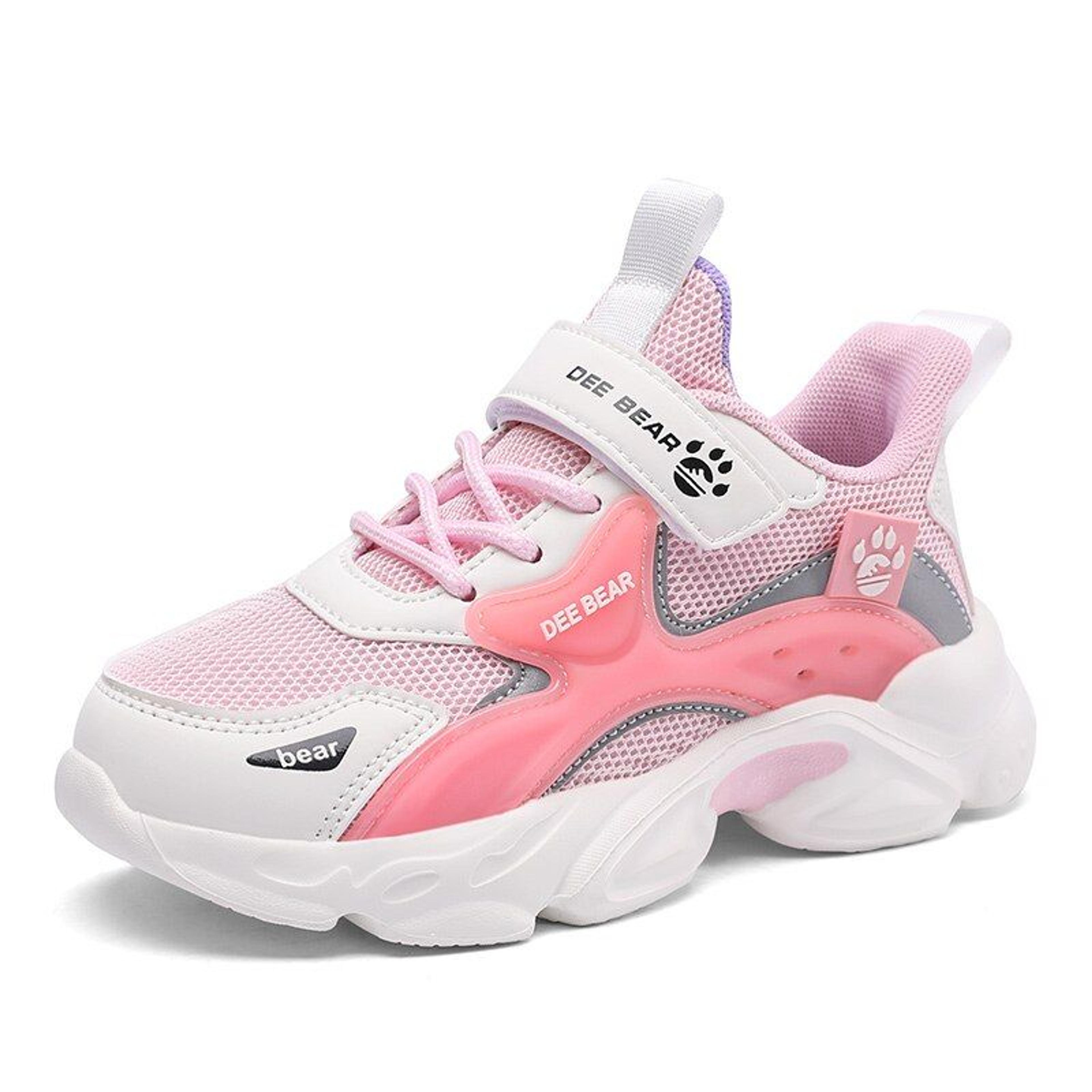 New Kids Sneakers Girls Non-slip Casual Shoes Pink School Kids Outdoor Breathable Running Shoes Light Soft Tenis Walking Shoes Pink-38