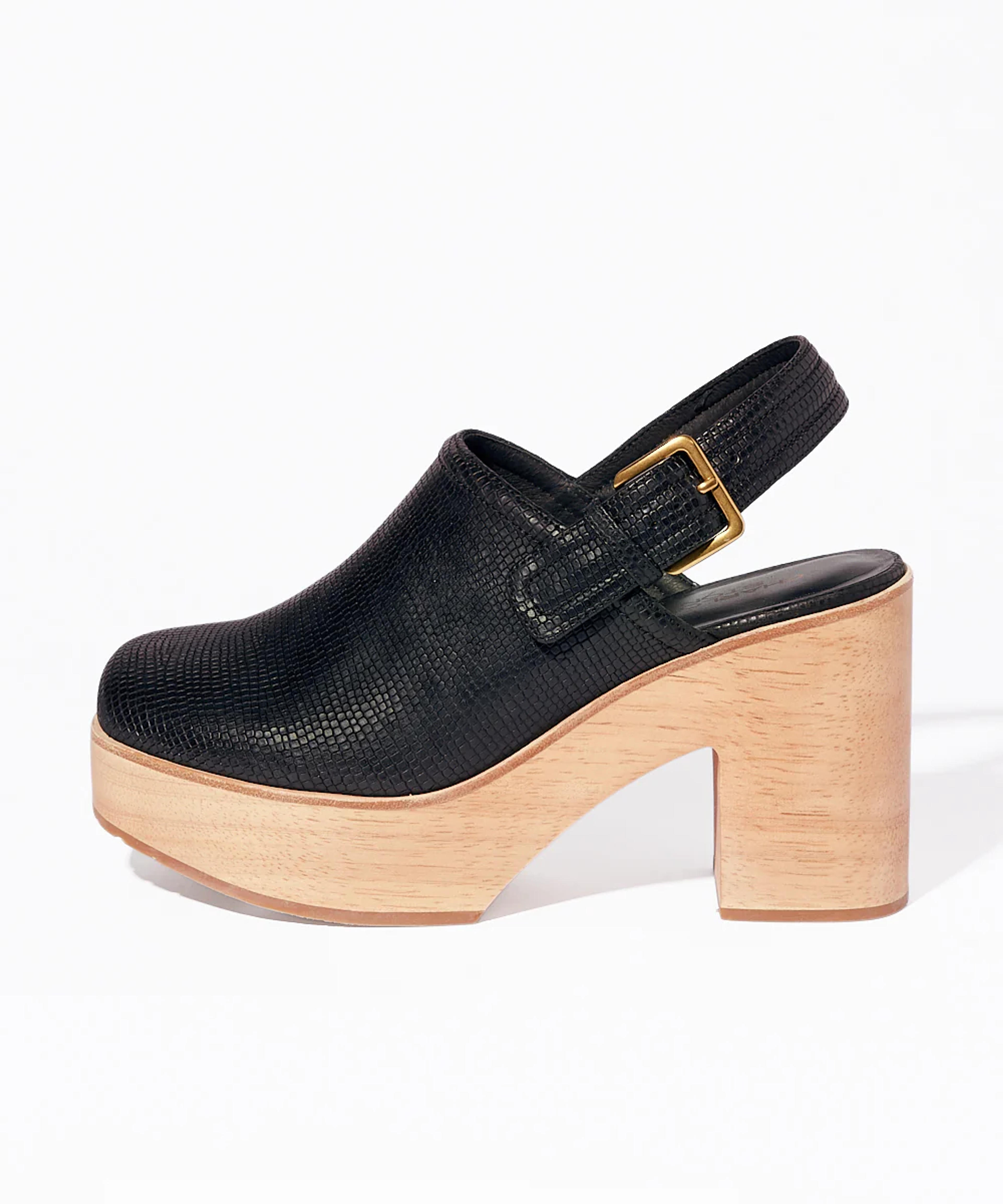 Bonnie Platform Clog, Black Tejus – Charlotte Stone