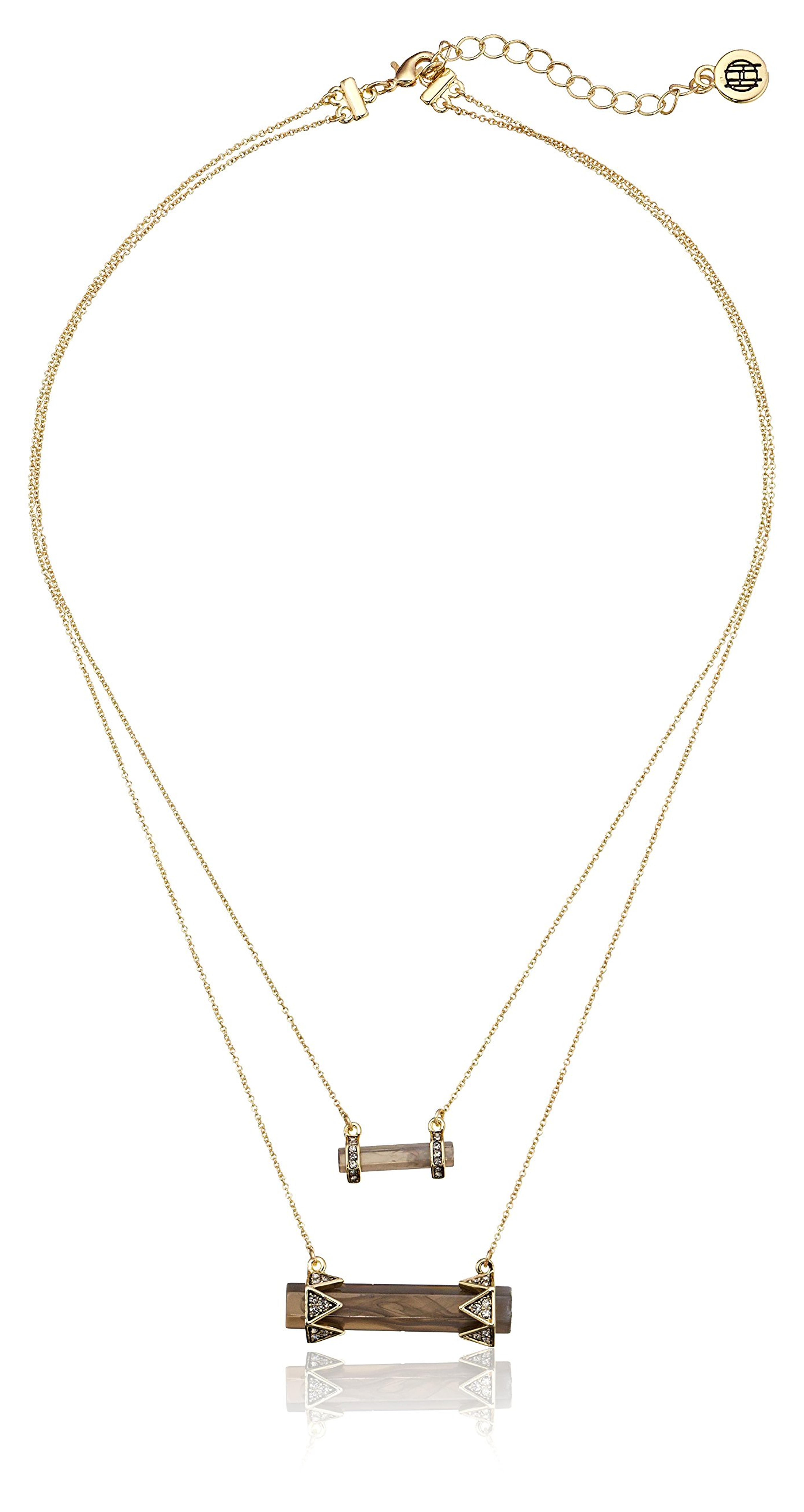 House of Harlow 1960 Smokey Quartz Resin Chrysalis Double Drop Chain Necklace