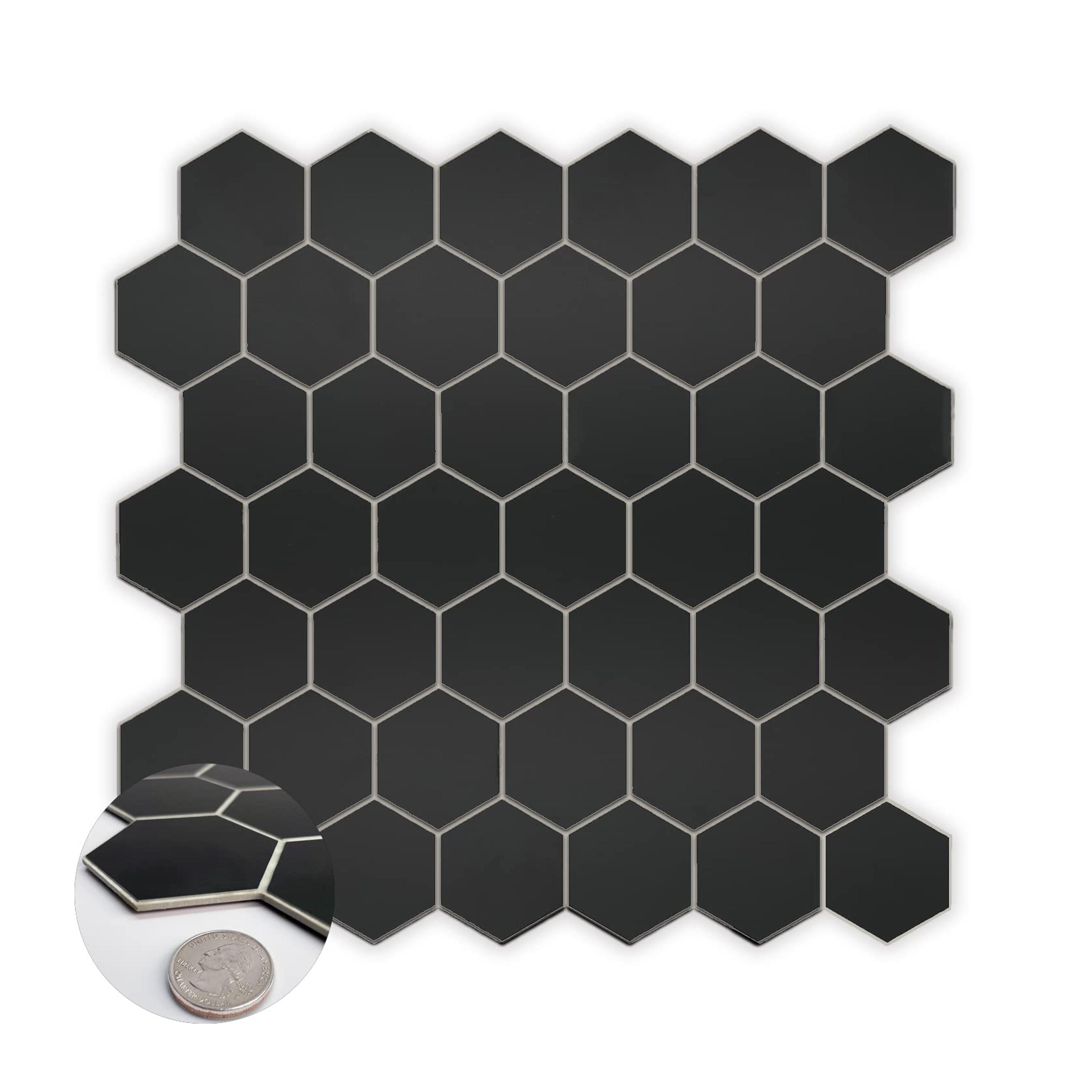 INNO STICKERS 10 Sheets Hexagon Peel and Stick Tile Backsplash,Waterproof Stick on Backsplash, 11.42" x 11.42" Self-Adhesive Marble Tiles for Kitchen,Bathroom,Bedroom