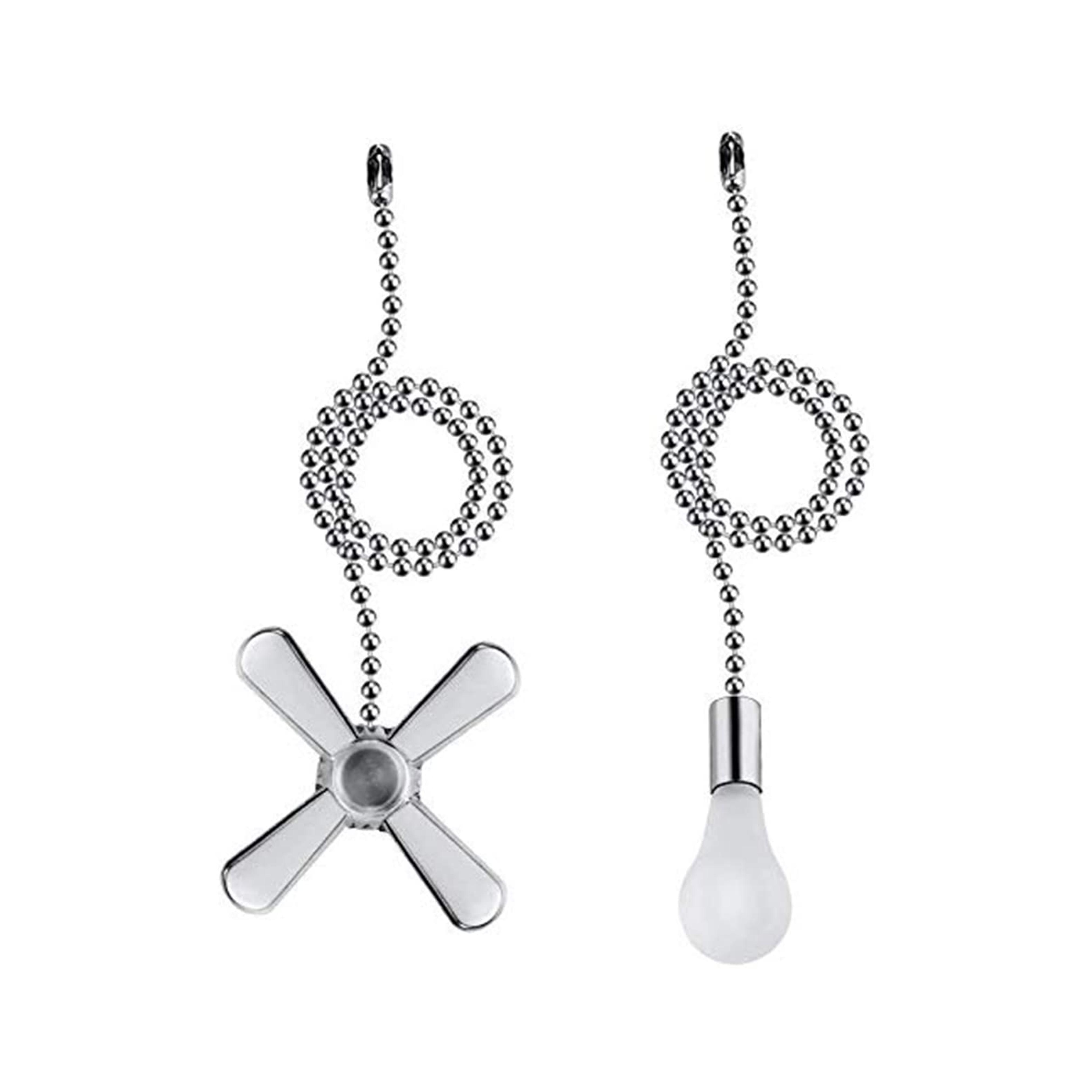 Ceiling Fan Pull Chain, 2pcs 3mm Diameter Beaded Ball , 13.6 Inches Fan Pulls Set with Connector（Nickel ）