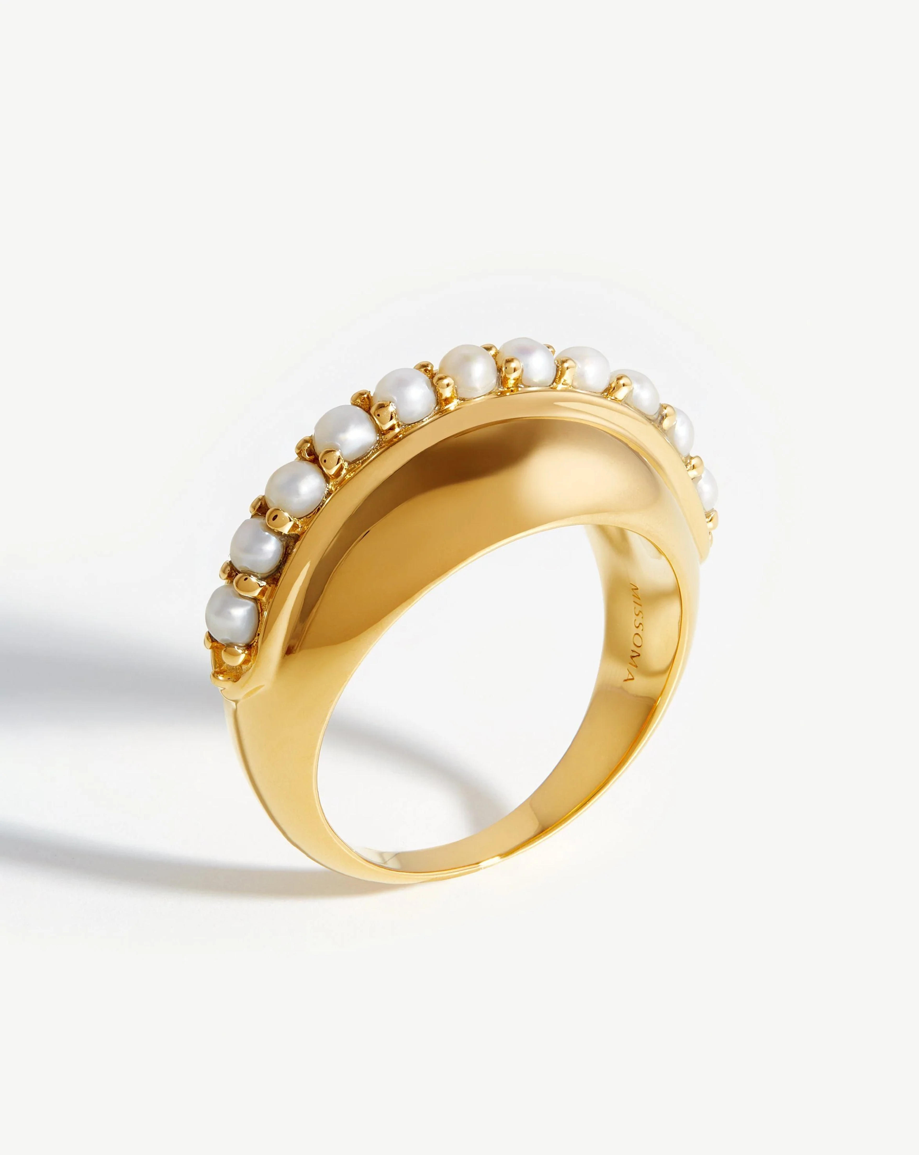 Dome Gemstone Ring | 18ct Gold Plated/Pearl | Missoma