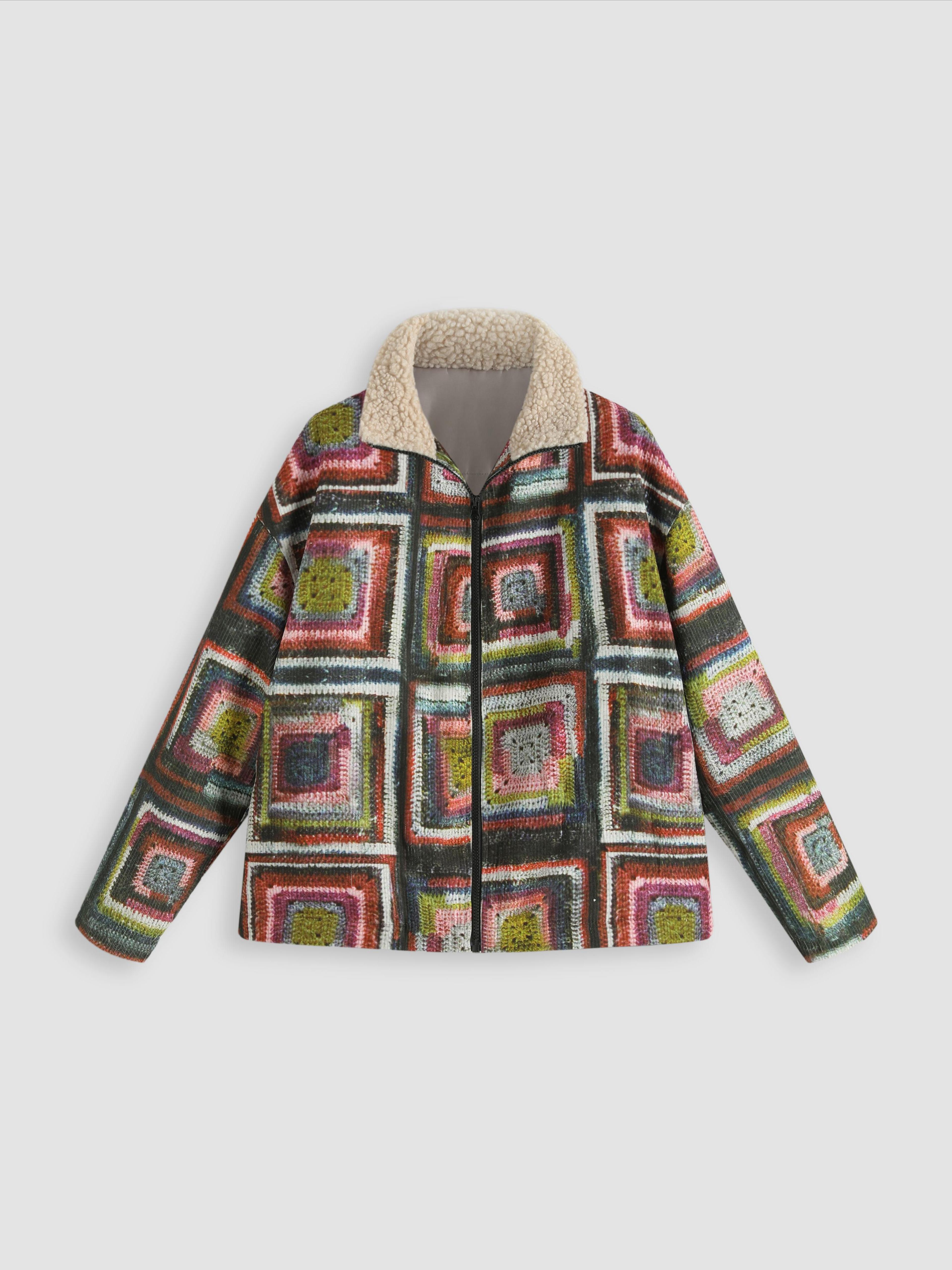 Patchy Zip Up Coat - Cider