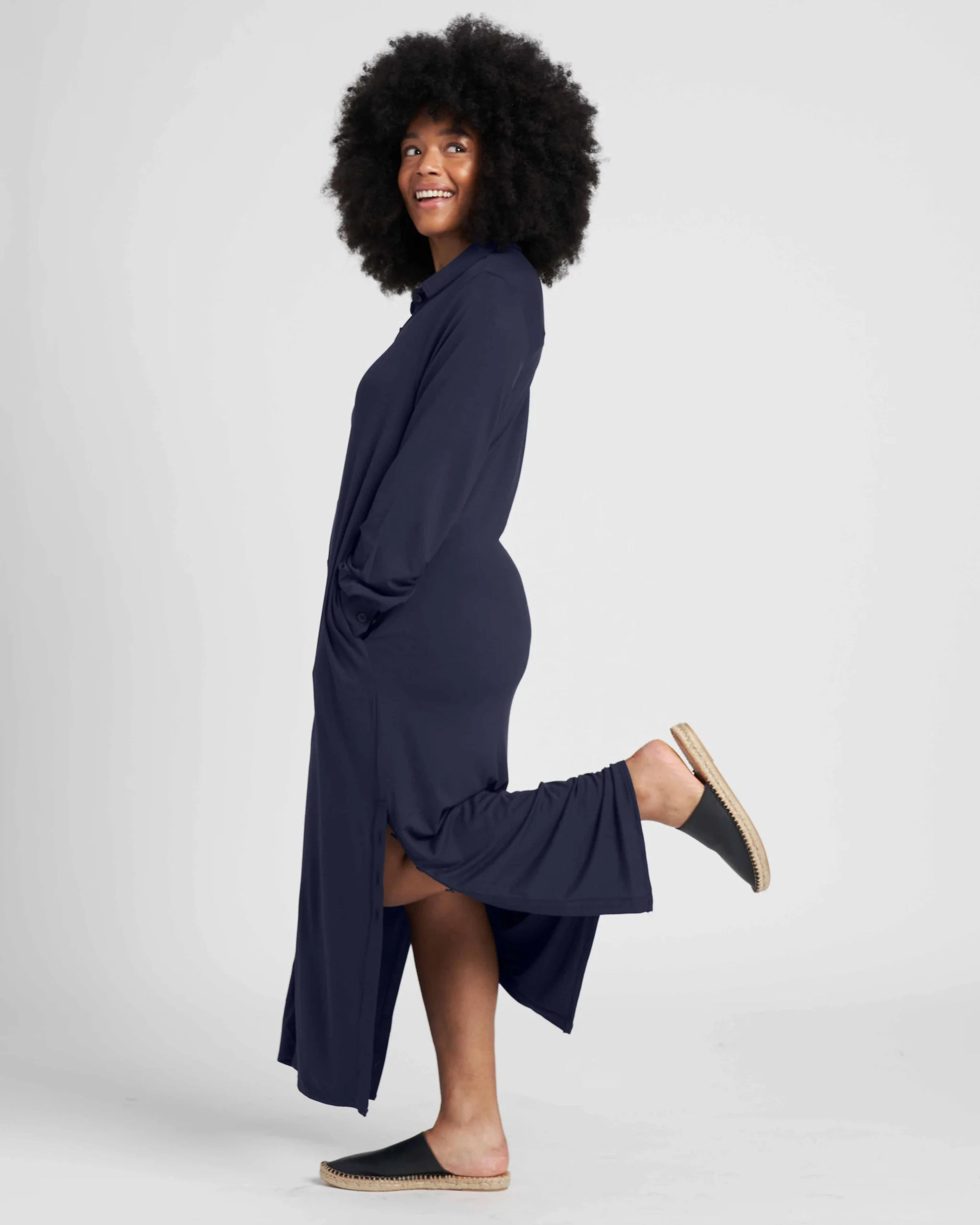 Sally Liquid Jersey Shirt Dress - Midnight | Universal Standard