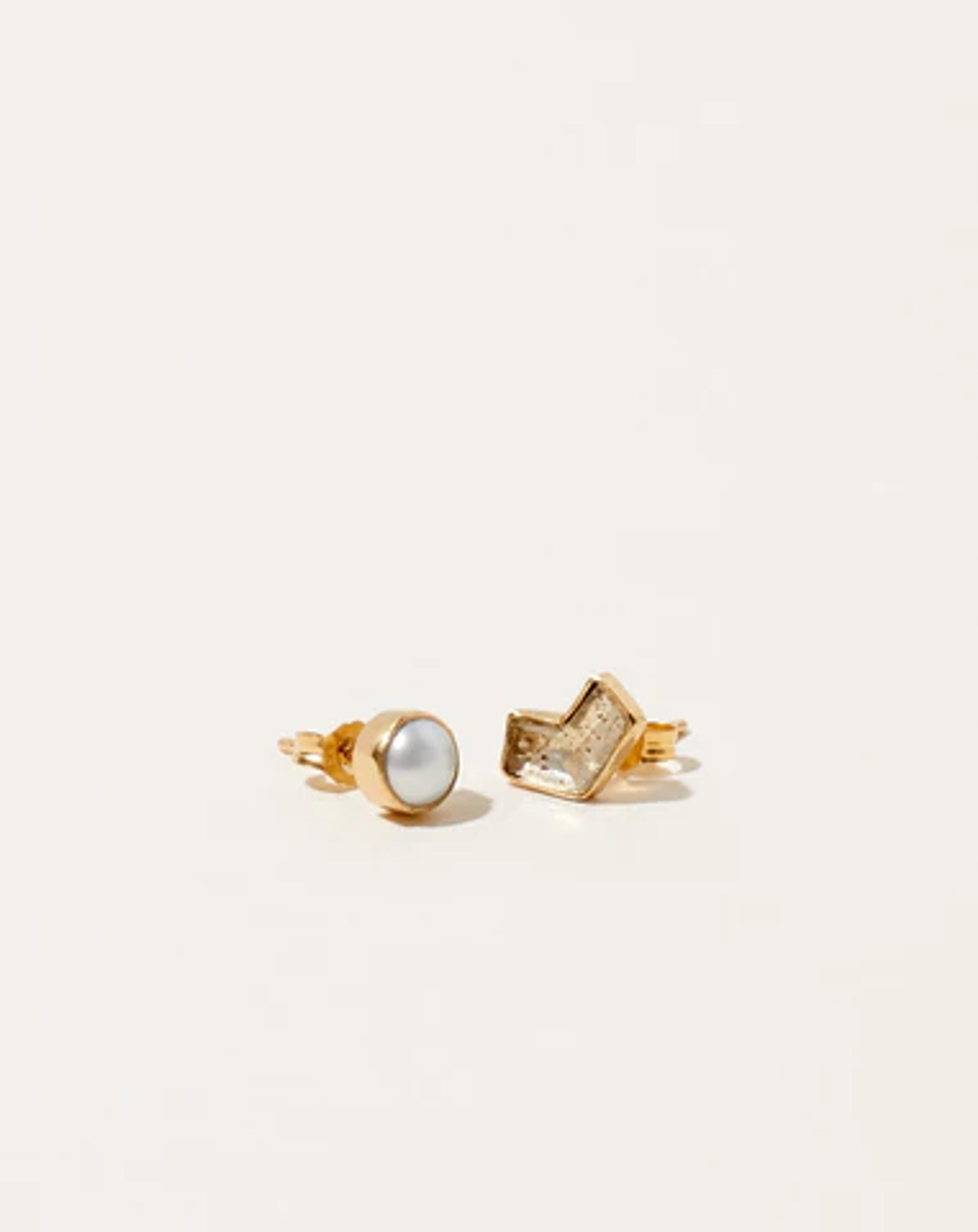 Mismatched Pearl and Chevron Studs | Grainne Morton | Covet + Lou