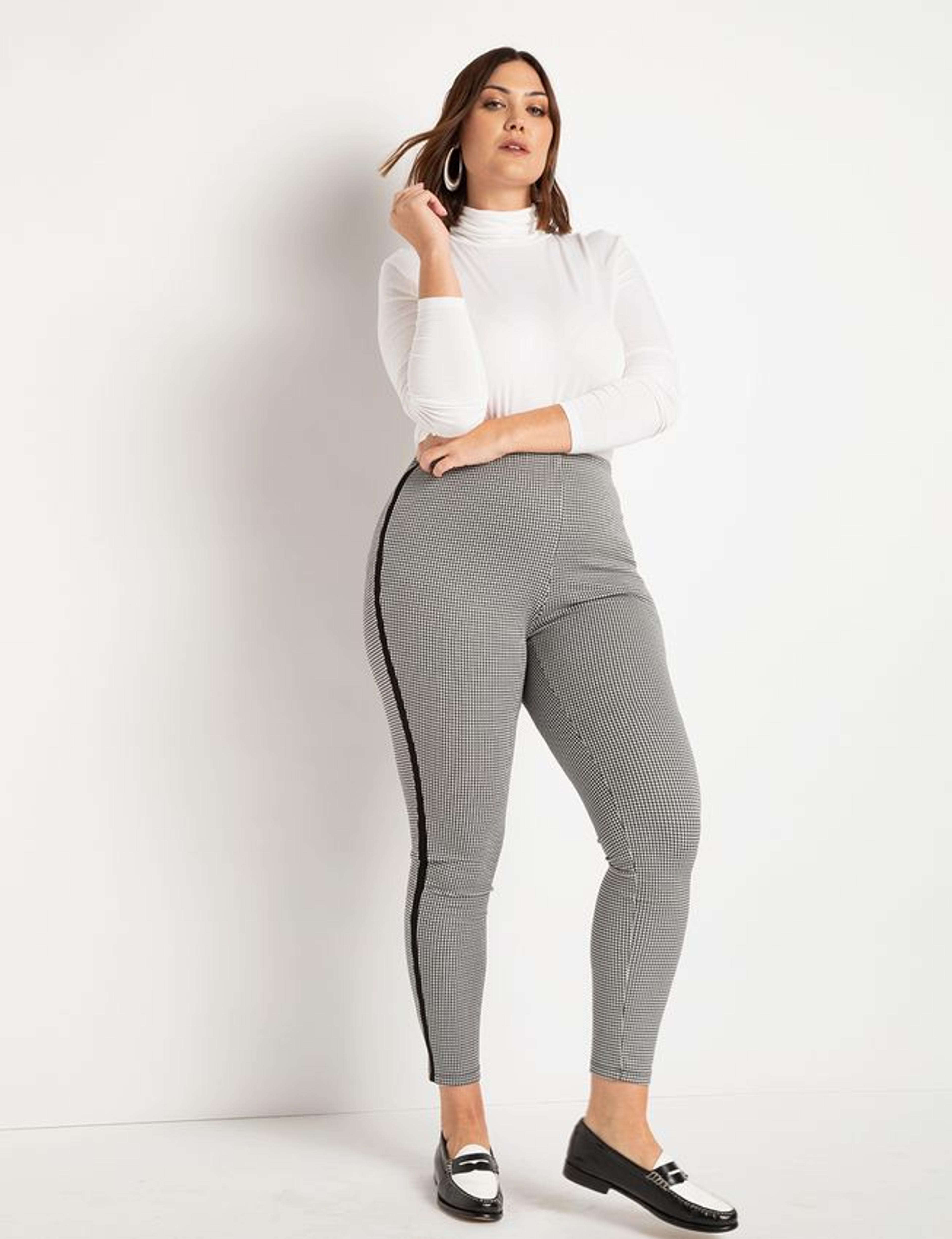 Houndstooth Legging with Side Stripe | Women's Plus Size Pants | ELOQUII