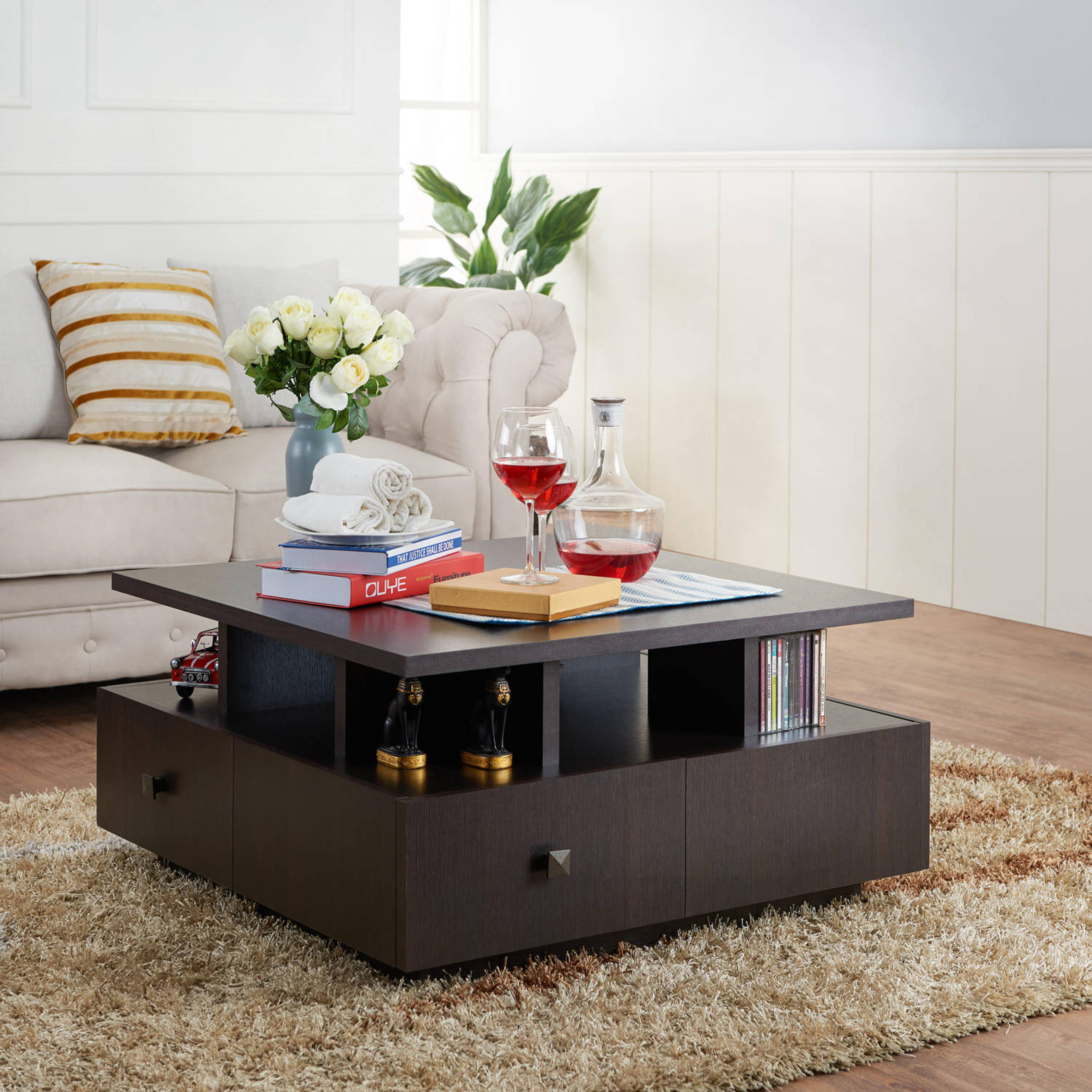 Furniture of America Oldin Tiered Square Top Coffee Table, Espresso - Walmart.com