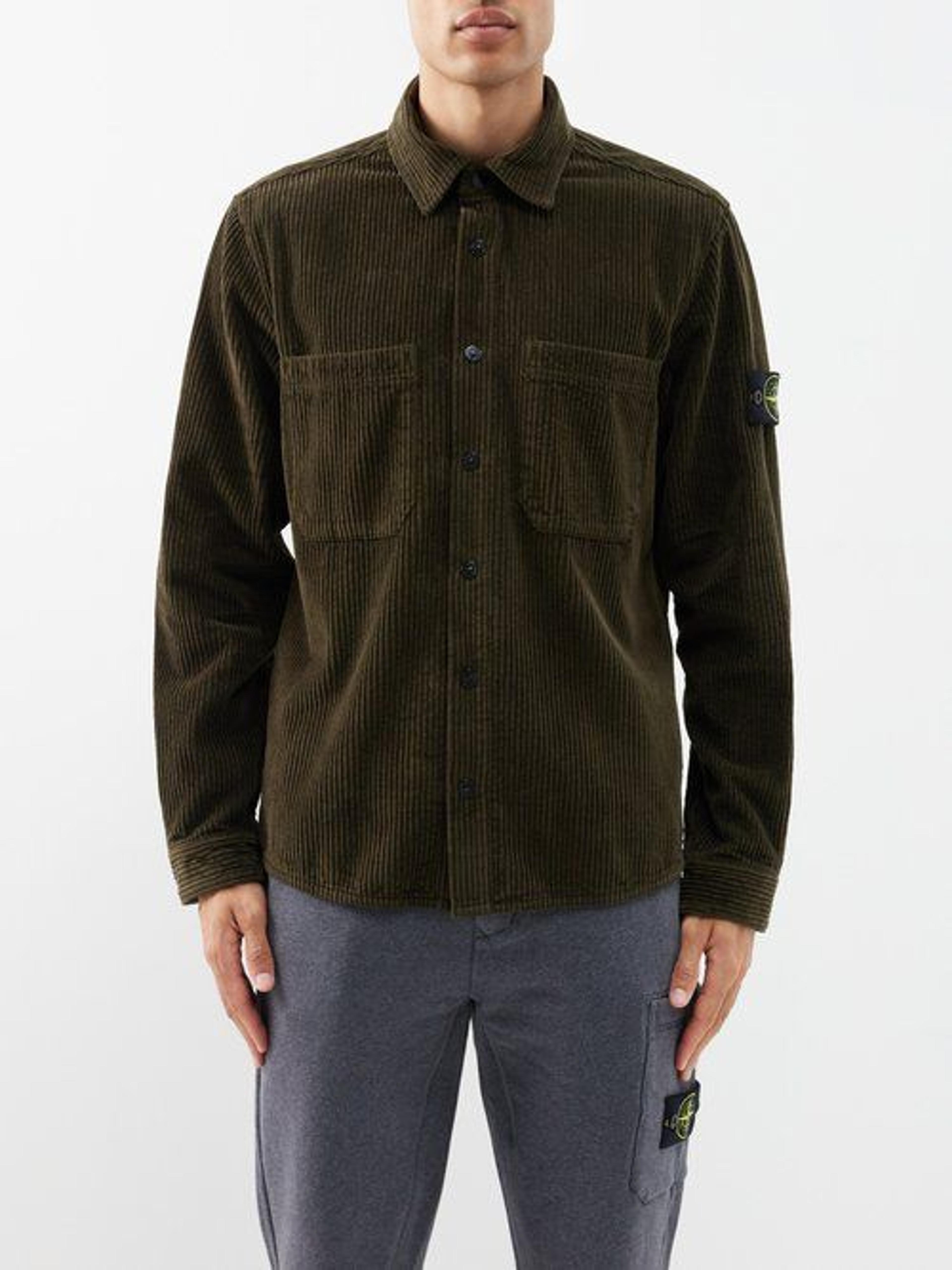 Stone Island - Patch-pocket Cotton-corduroy Shirt - Mens - Olive