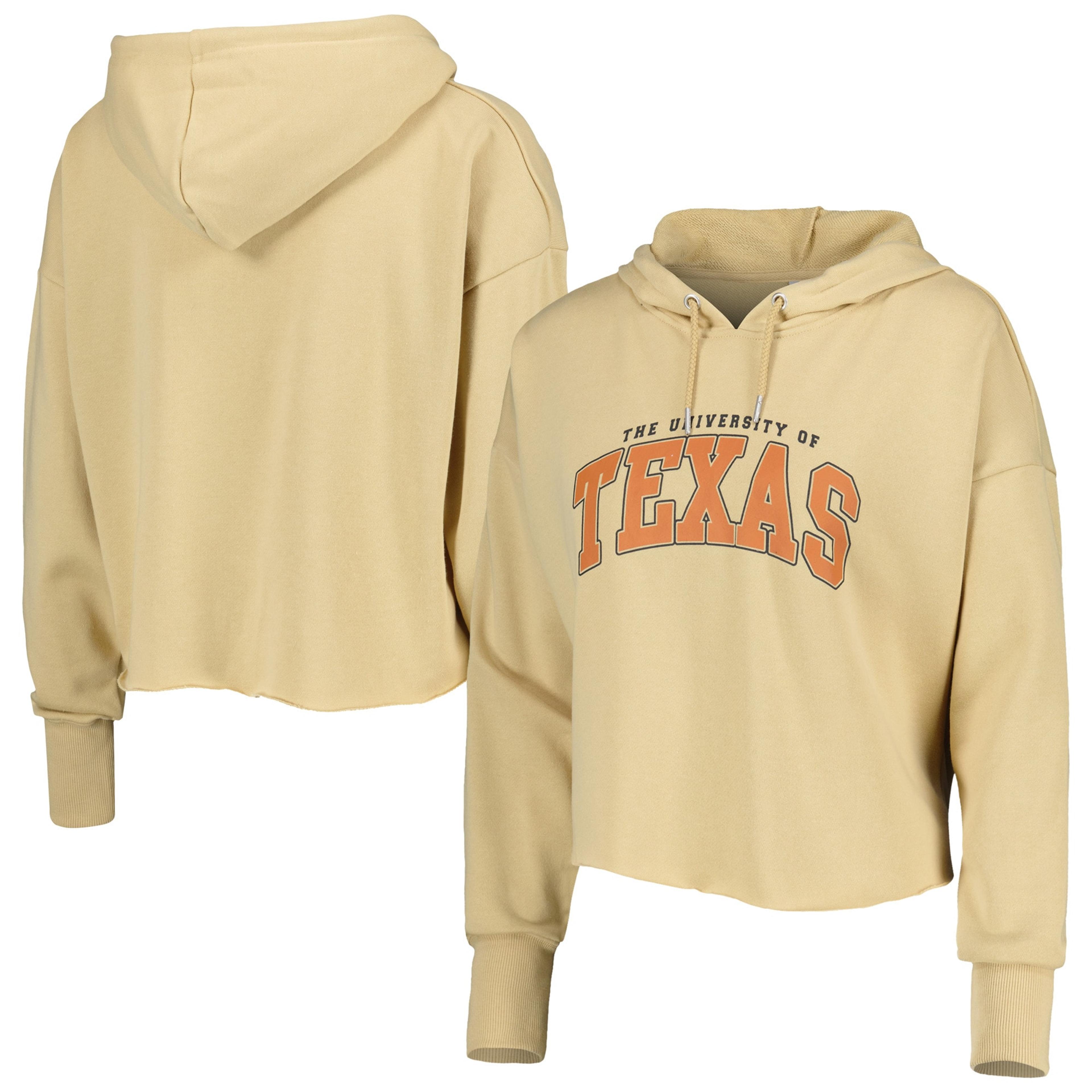 Women's ZooZatz Tan Texas Longhorns Core University Cropped French Terry Pullover Hoodie