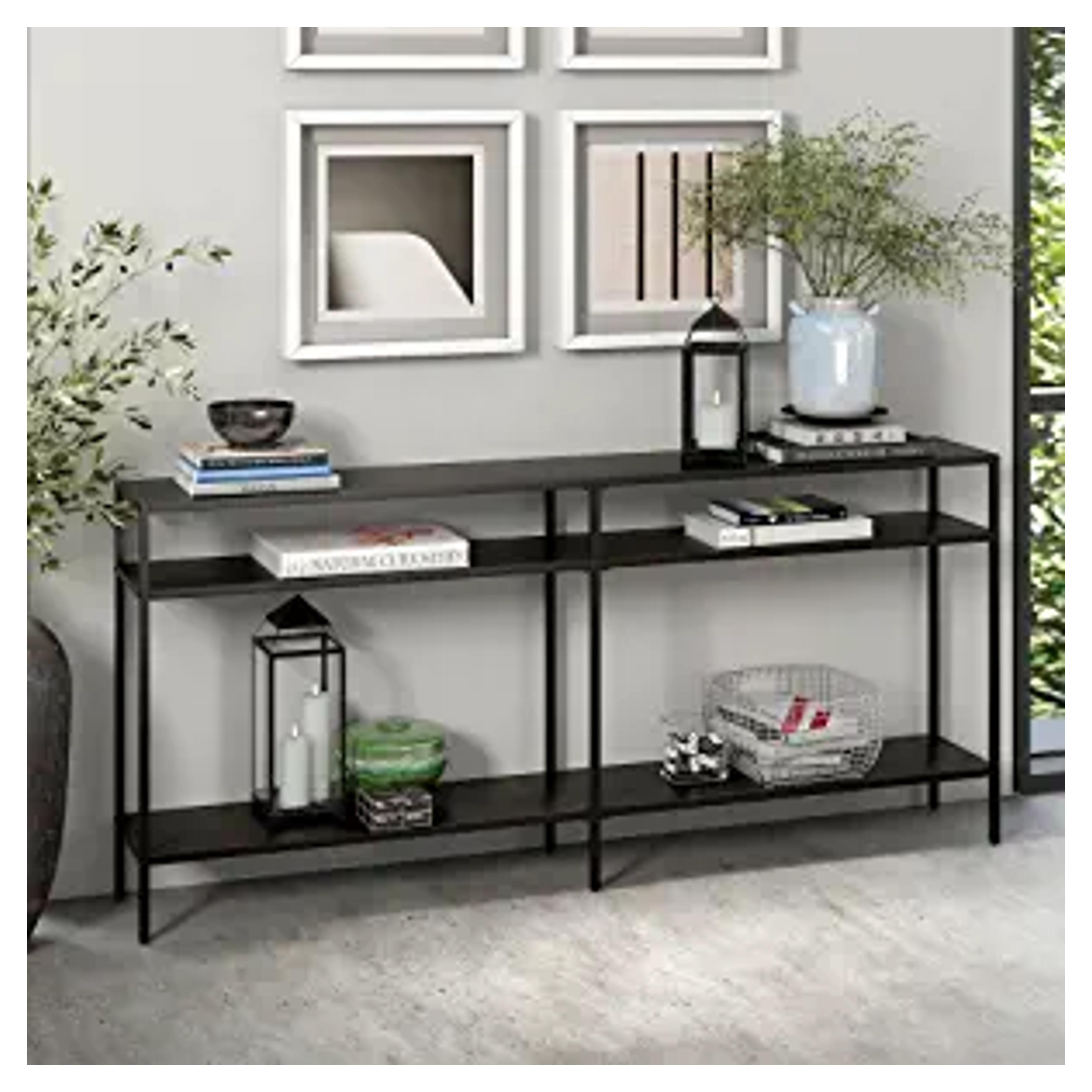 Amazon.com: Sivil 64'' Wide Rectangular Console Table with Metal Shelves in Blackened Bronze : Home & Kitchen