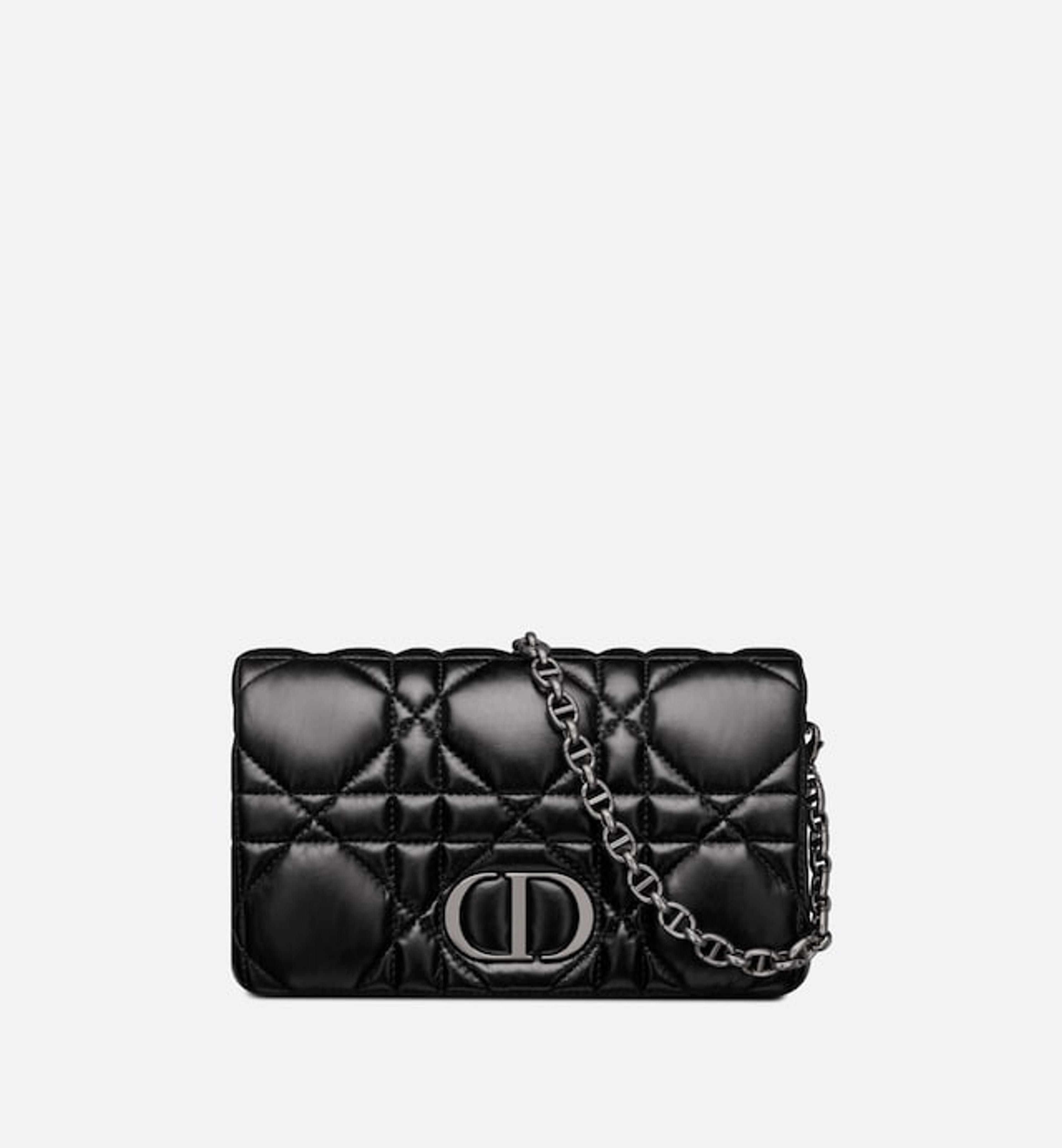 Dior Caro Macrocannage Pouch Black Quilted Macrocannage Calfskin | DIOR