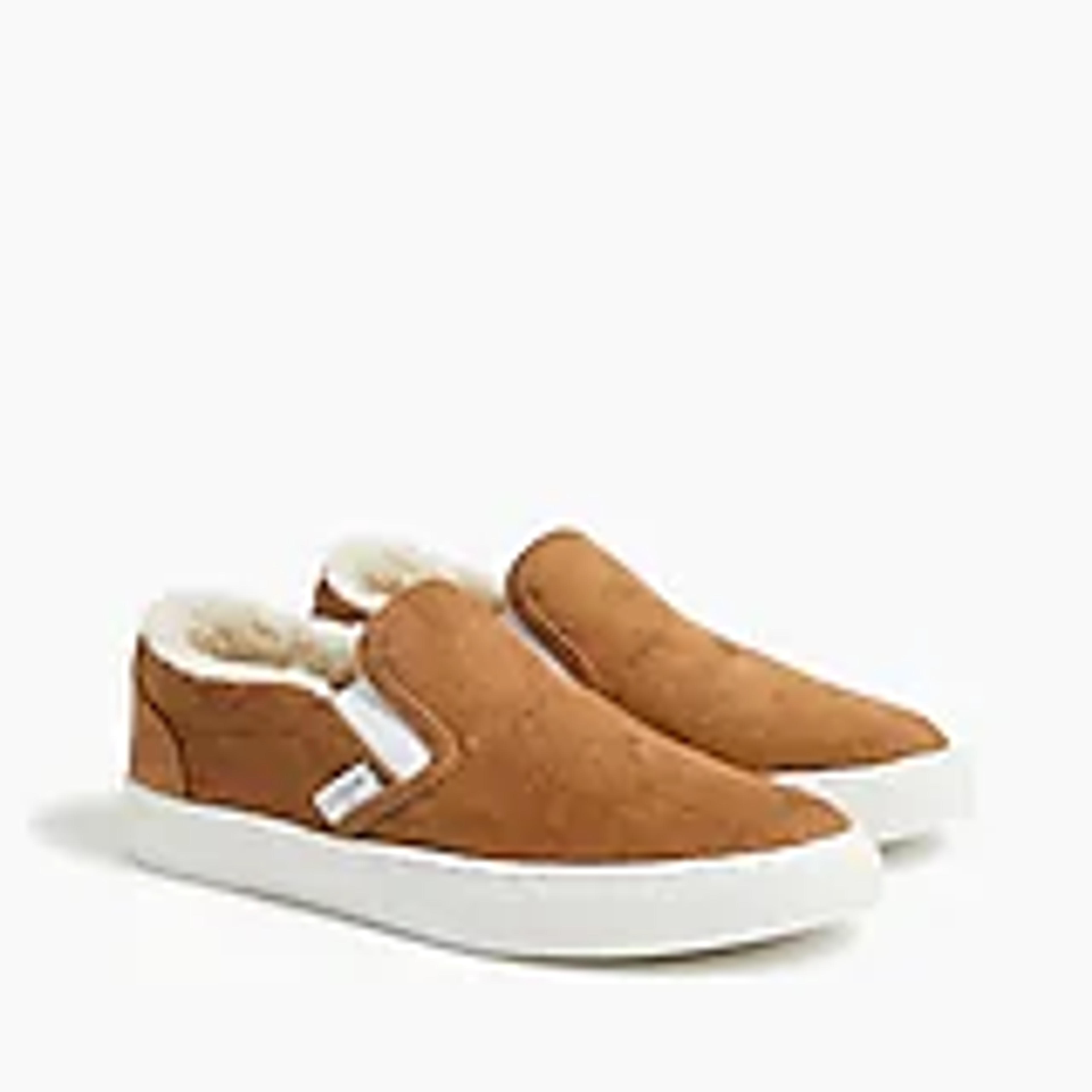 Factory: Corduroy Slip-on Sneakers With Sherpa Lining For Women