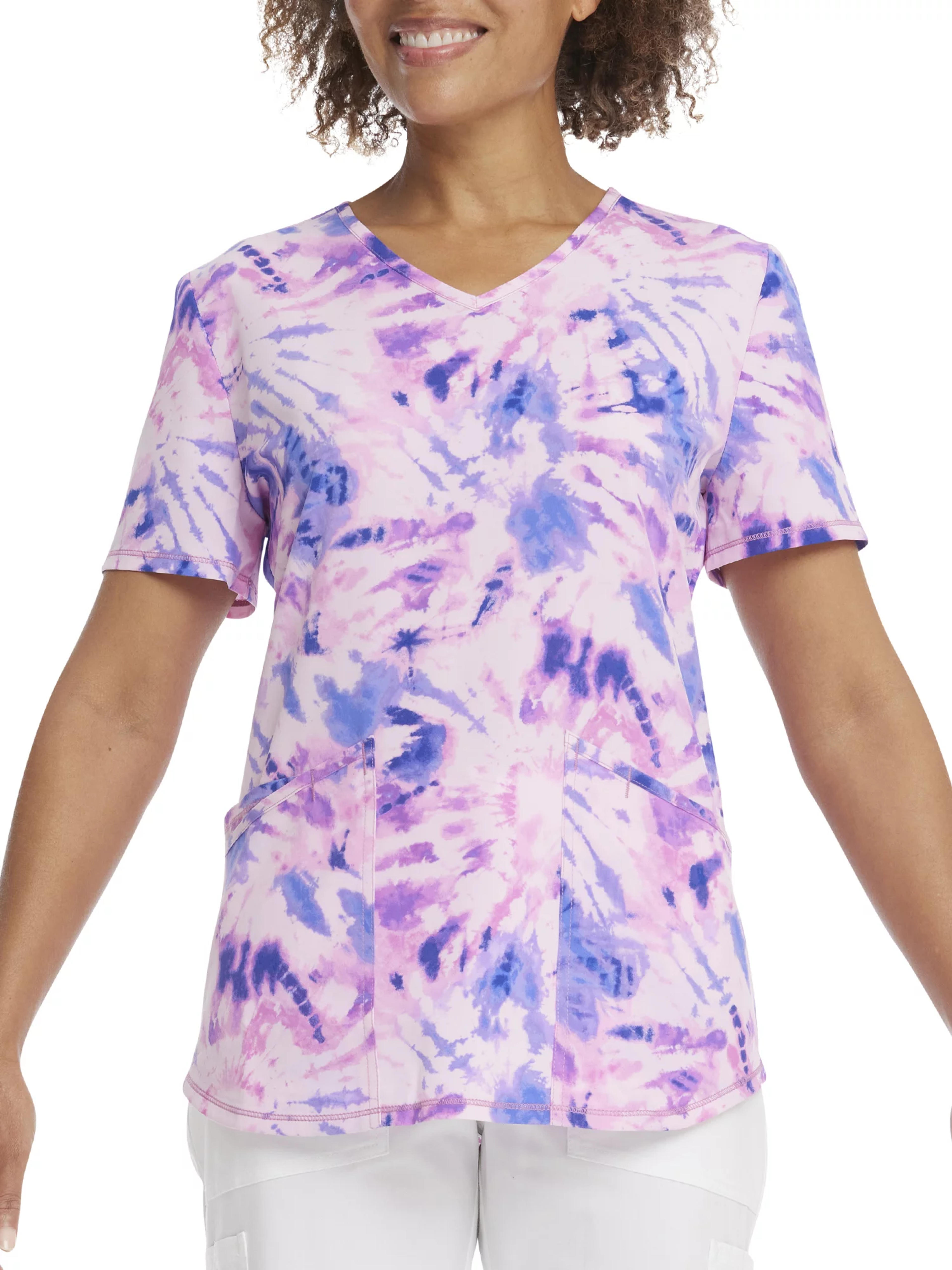 Scrubstar Women's "Time for Tie Dye" V-Neck Print Scrub Top WM22T738GD