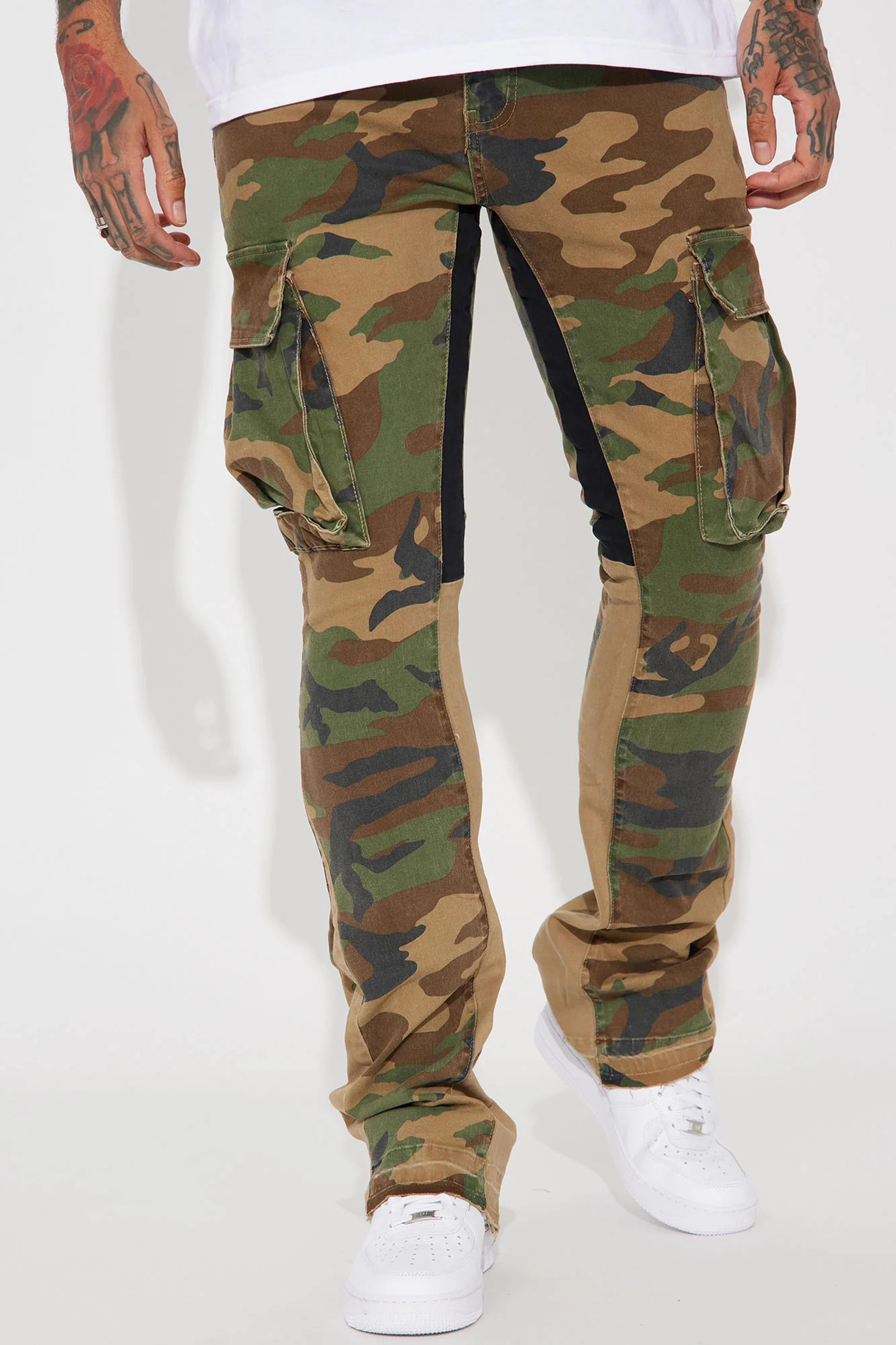 Commando Cargo Twill Flared Pants - Camouflage - 32