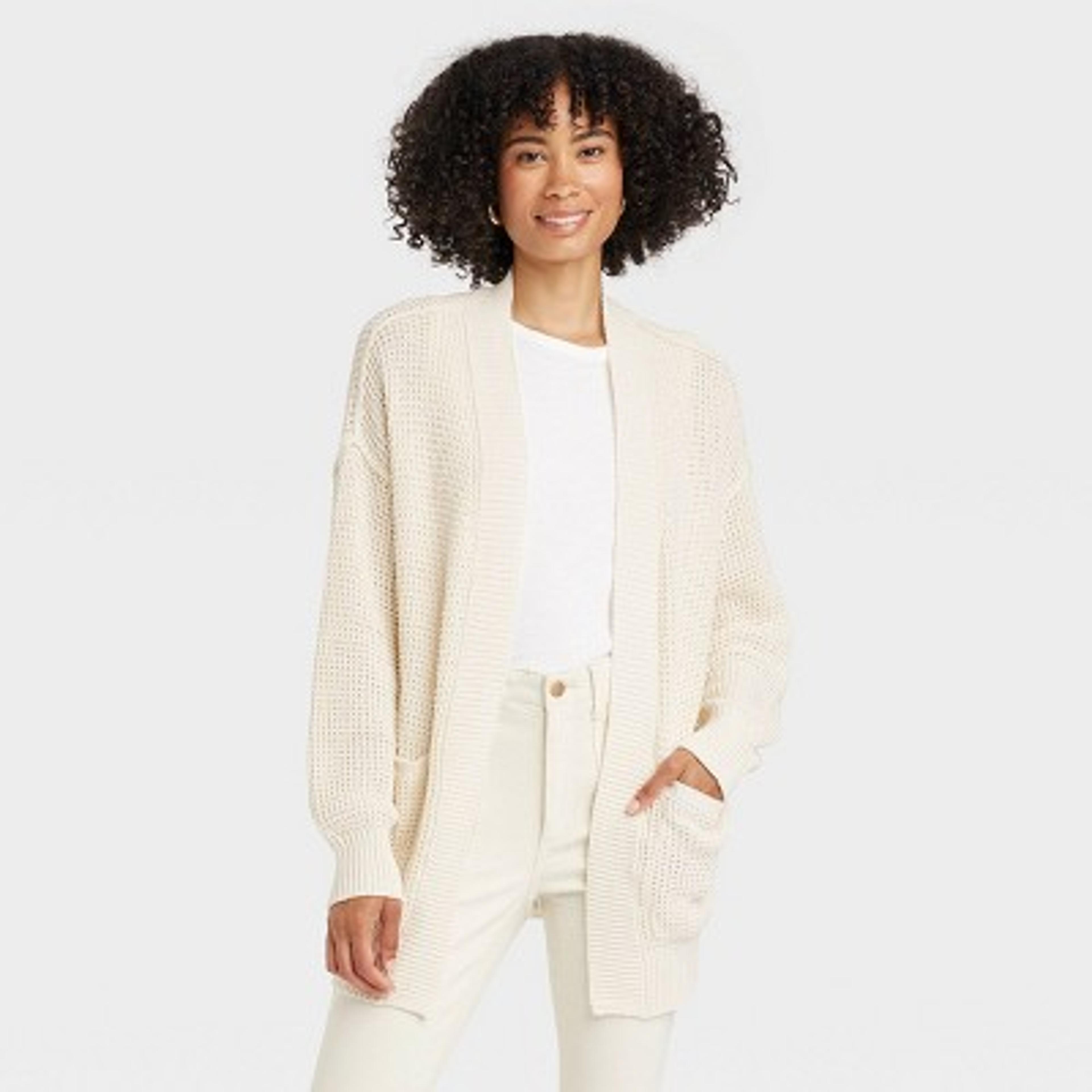 Women's Open-front Cardigan - Universal Thread™ Cream M : Target