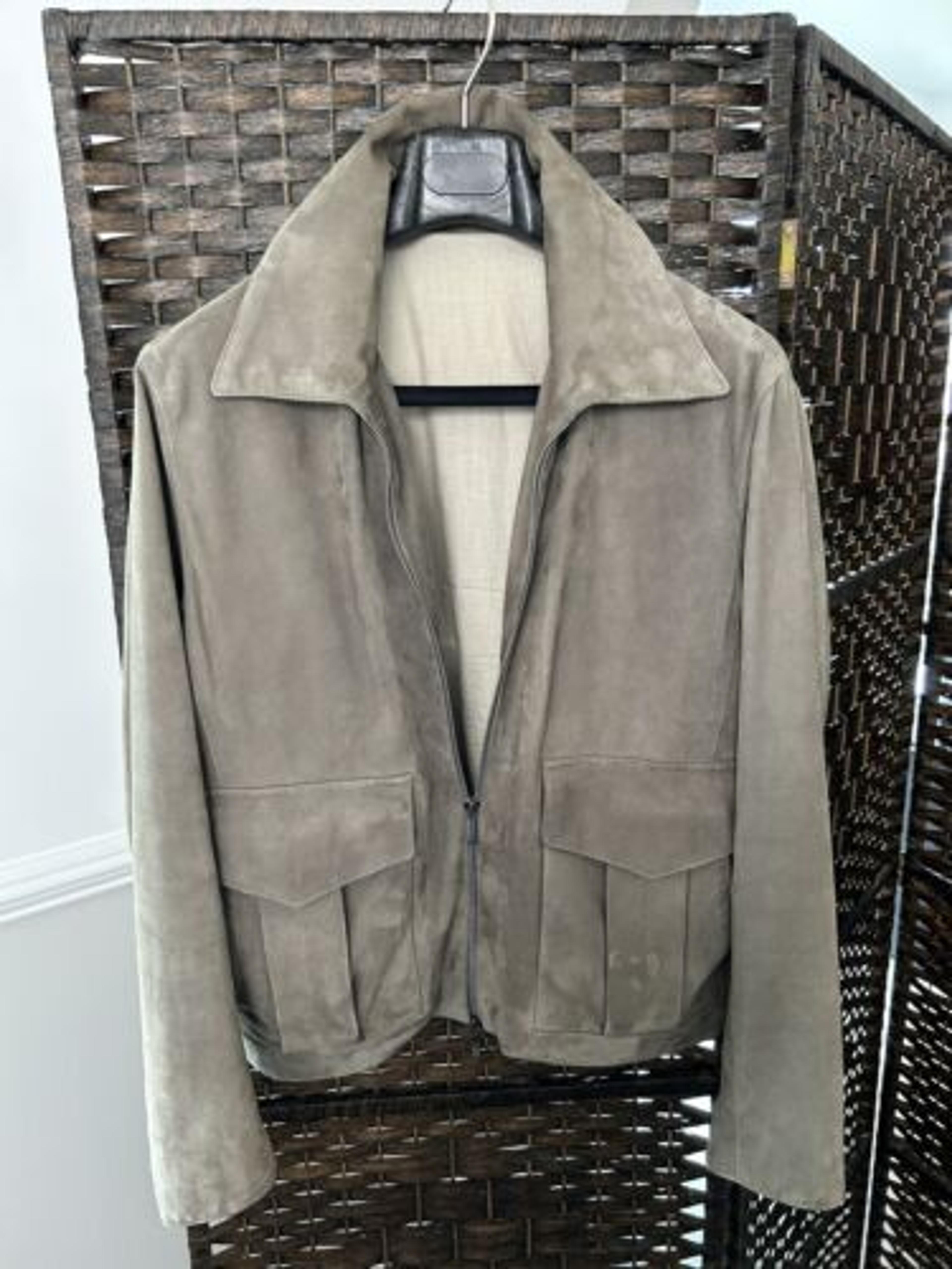 Stoffa Flight Jacket Taupe Suede Size 48EU/38US