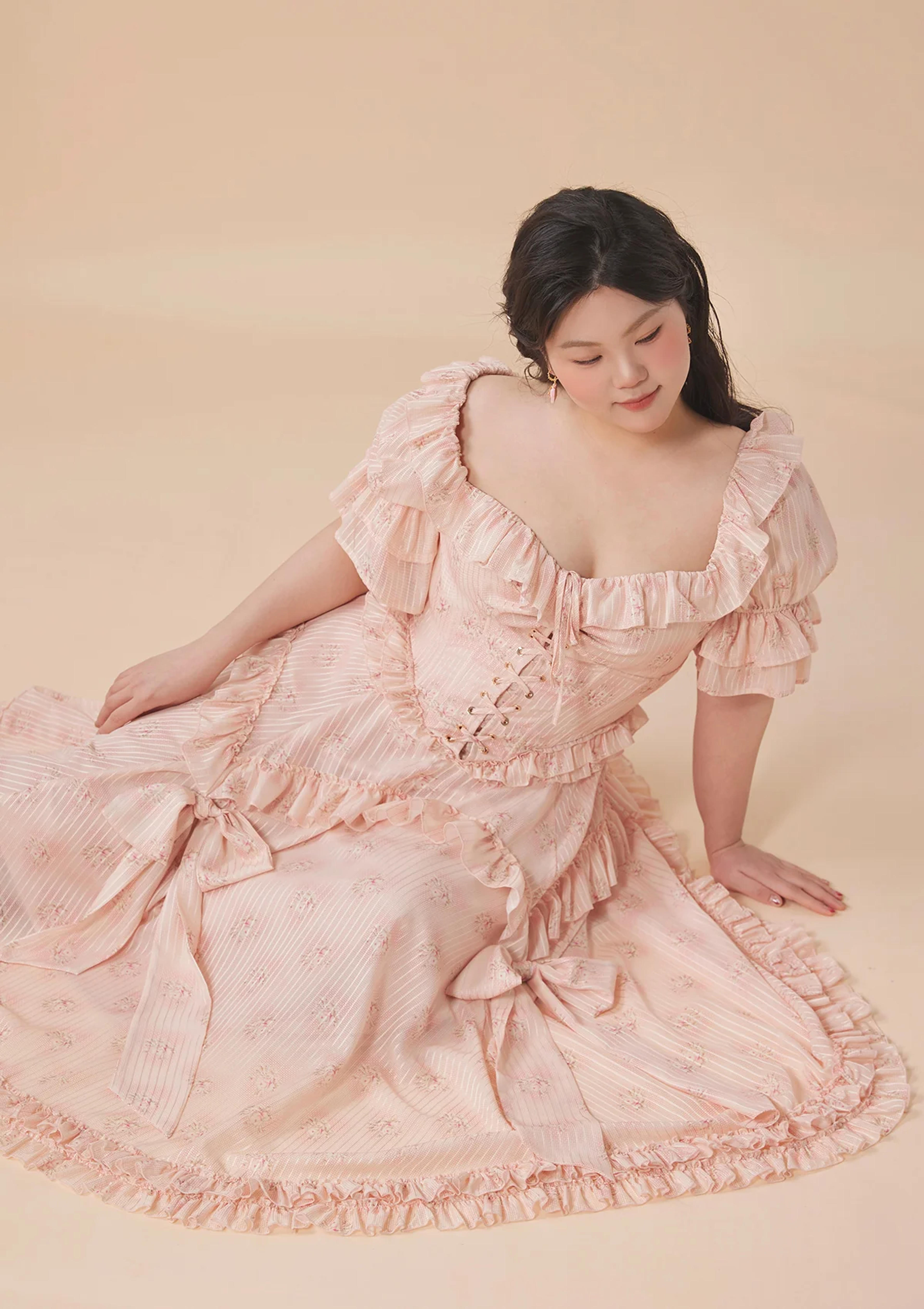 Curve & Plus Peach Peri Girl Corset Dress