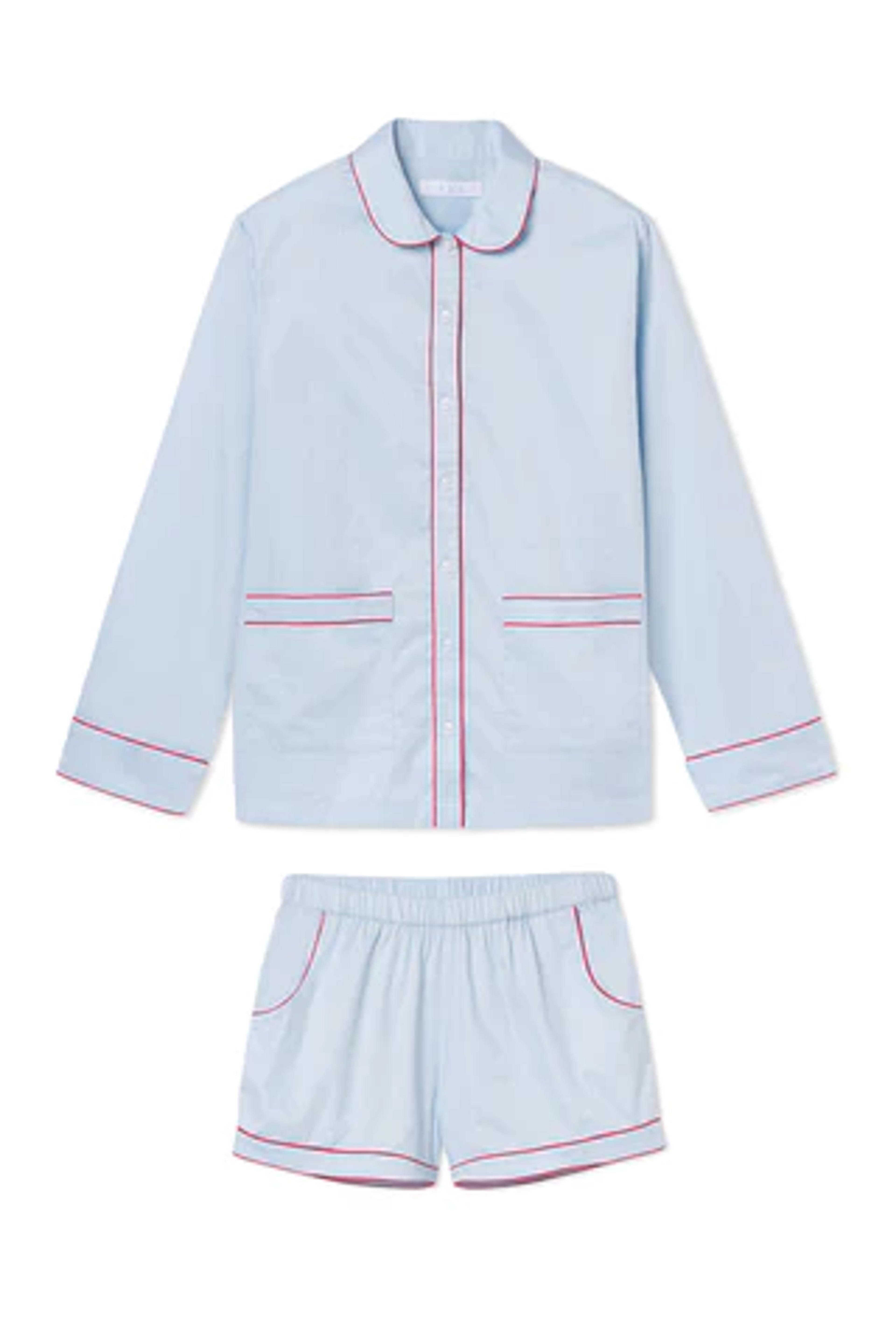 Poplin Piped Shorts Set in Americana