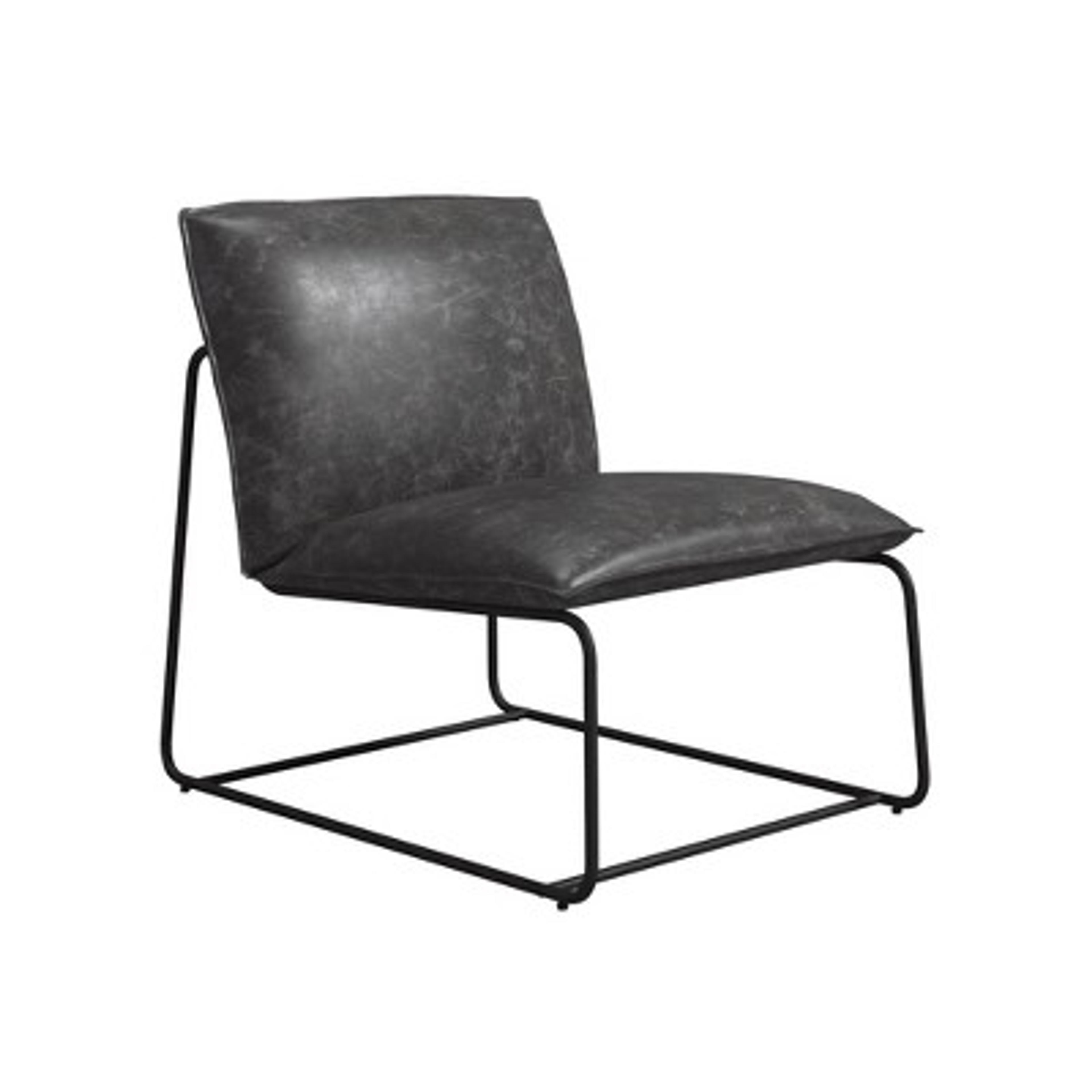 North Avenue Accent Chair Black Faux Leather- Sauder